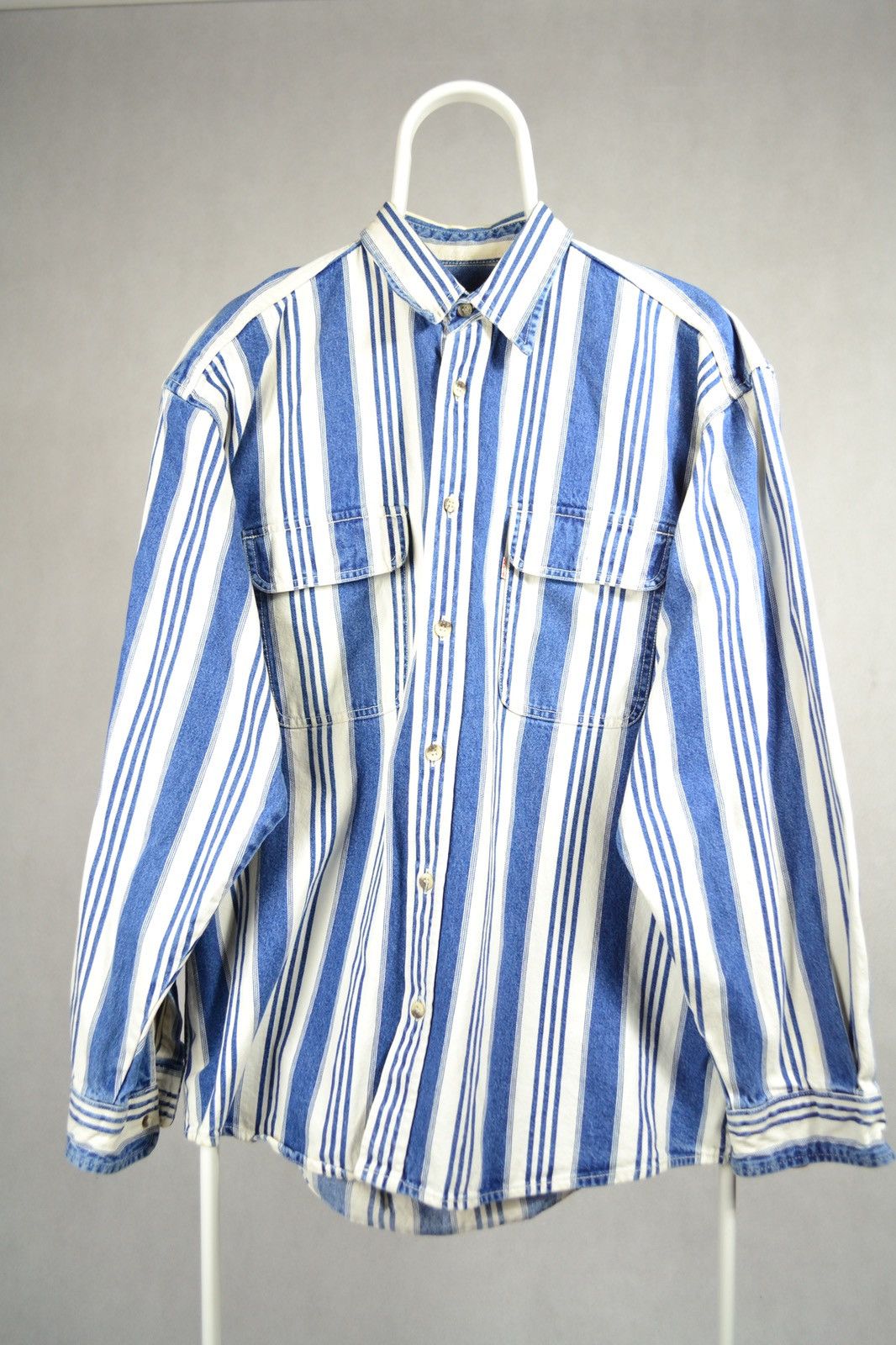 Levi's 80’s Vintage LEVIS striped denim over-shirt size L Size US L / EU 52-54 / 3 - 1 Thumbnail