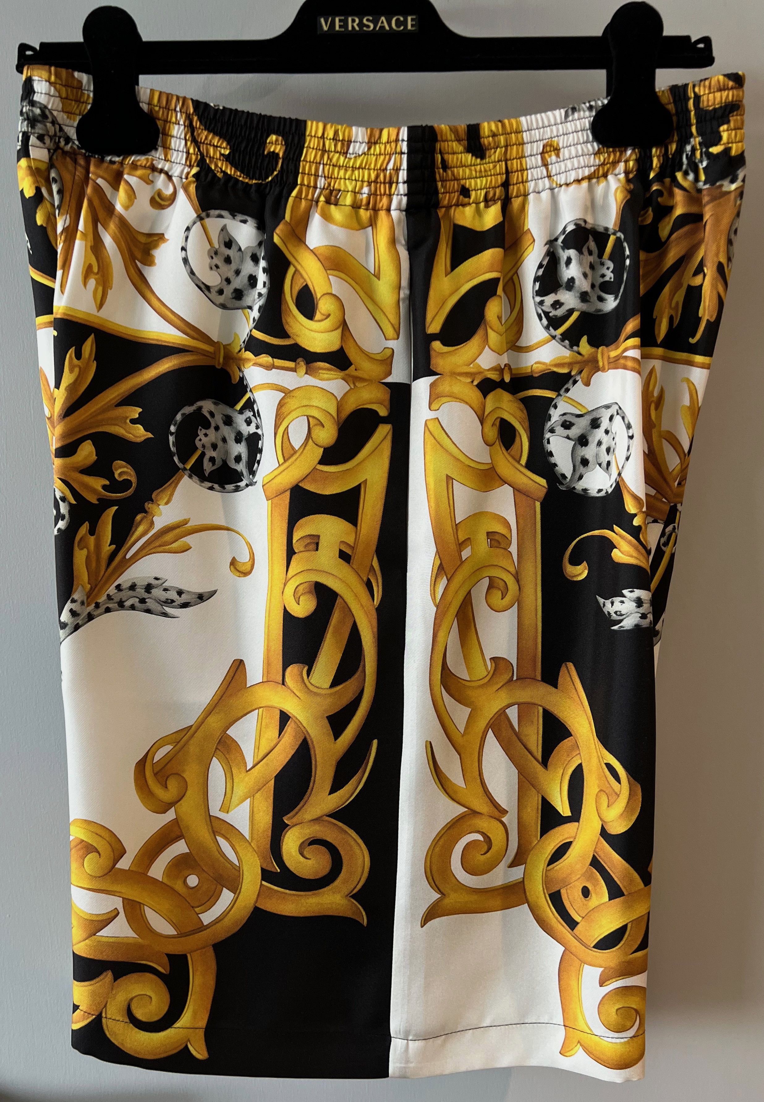 Versace Versace Barocco Acanthus Print Silk Shorts, College Size US 32 / EU 48 - 3 Thumbnail