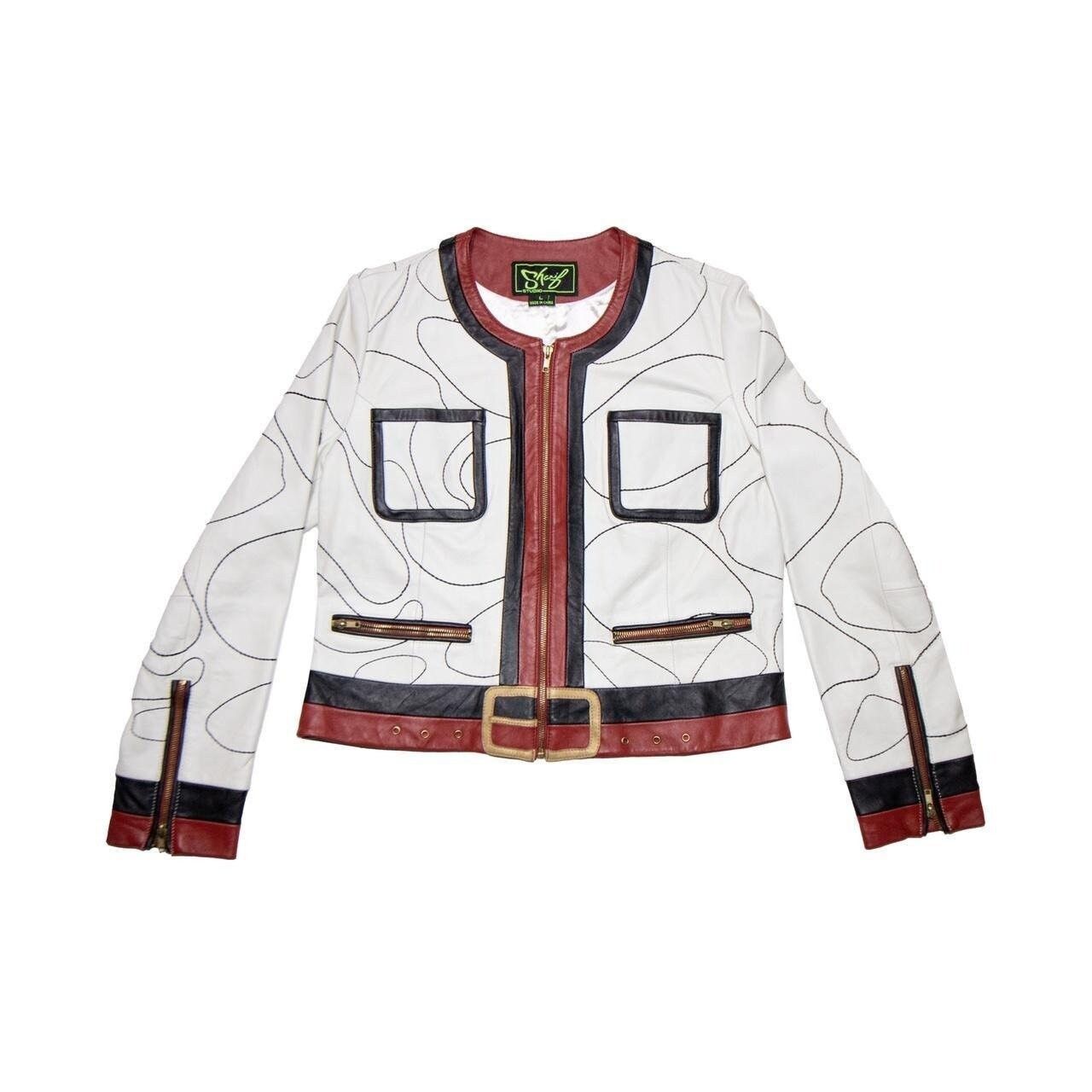 Designer × Streetwear × Vintage Pearled Ivory Grained Leather