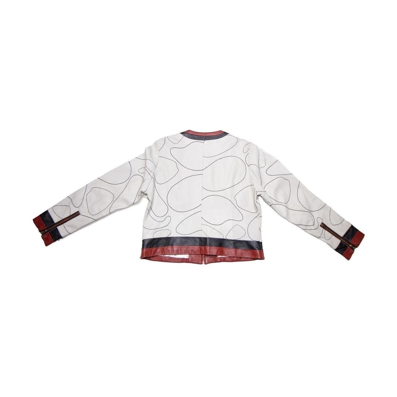 Vintage Vintage White Leather Pop Art Motorcycle Jacket Size US L / EU 52-54 / 3 - 2 Thumbnail