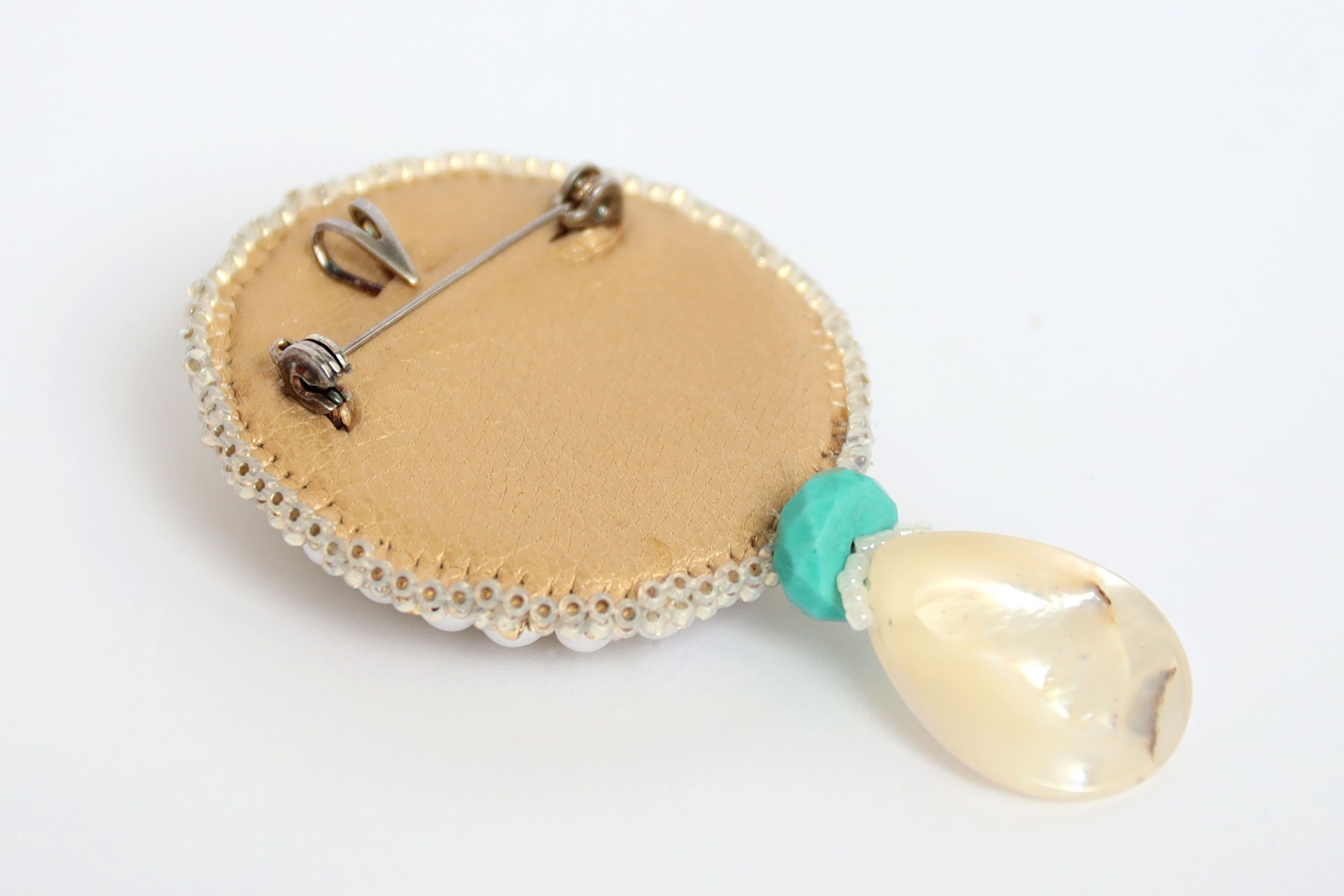 Other Pendant Brooch Turquoise Beaded Brooch Japanese Beads Size ONE SIZE - 4 Thumbnail