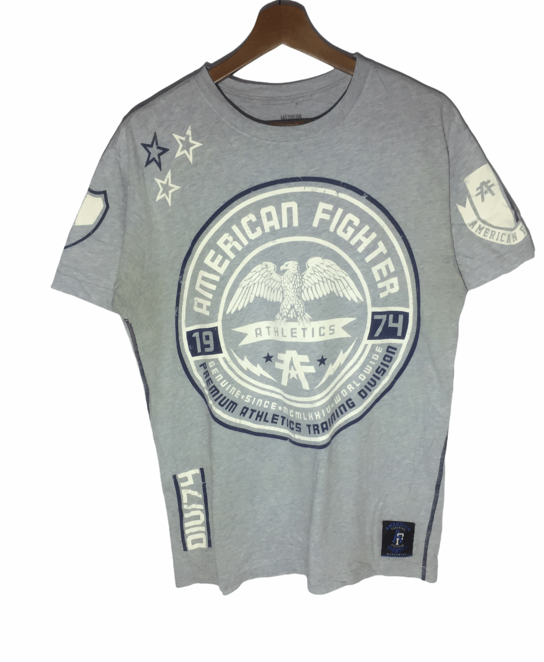 image of Made In USA x Tee American Training Fighter Usa Archive Streetwear Tee in Grey, Men's (Size Medium)