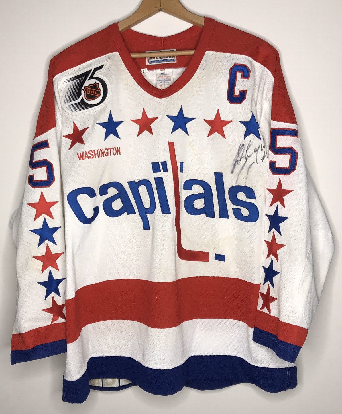 Vintage Vntg 90s Washington Capitals Langway Hockey Jersey Signed Grailed