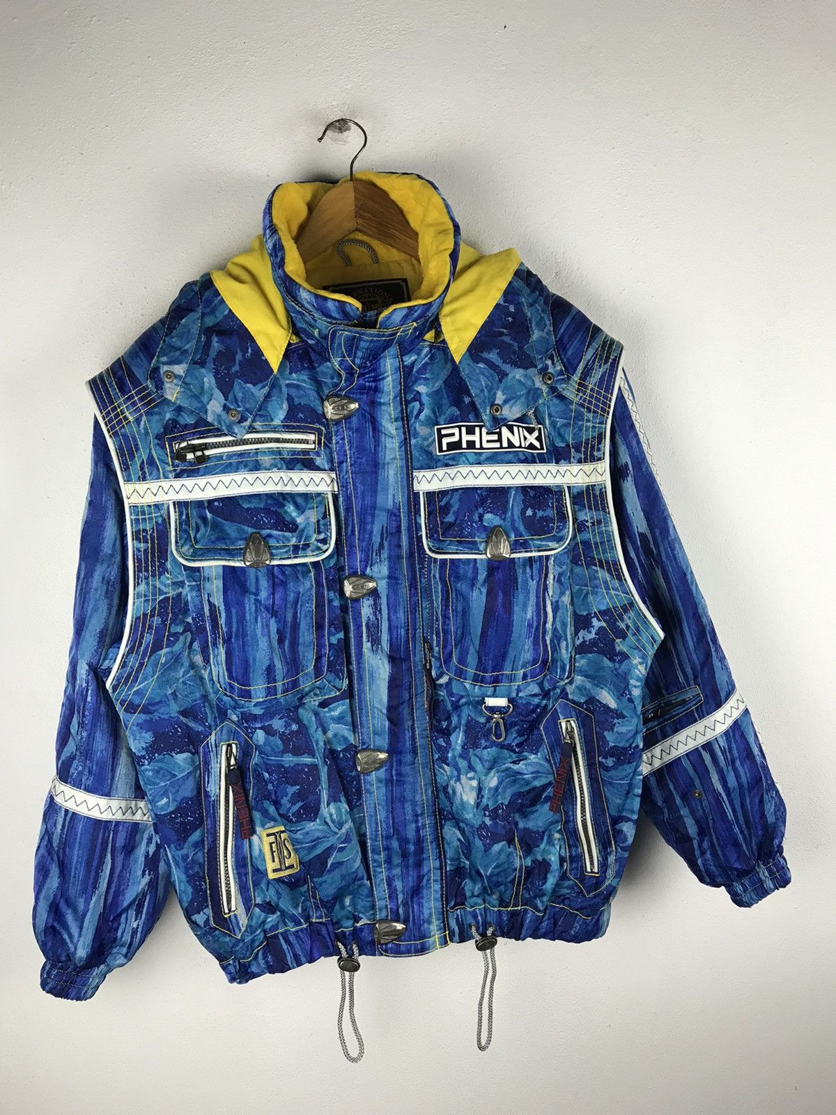 Japanese Brand Vintage Phenix Ski Jacket Japan Blue Yellow FIS Competition Size US L / EU 52-54 / 3 - 3 Thumbnail