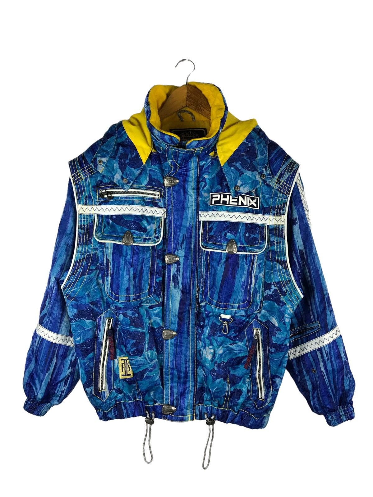 Japanese Brand Vintage Phenix Ski Jacket Japan Blue Yellow FIS Competition Size US L / EU 52-54 / 3 - 1 Thumbnail