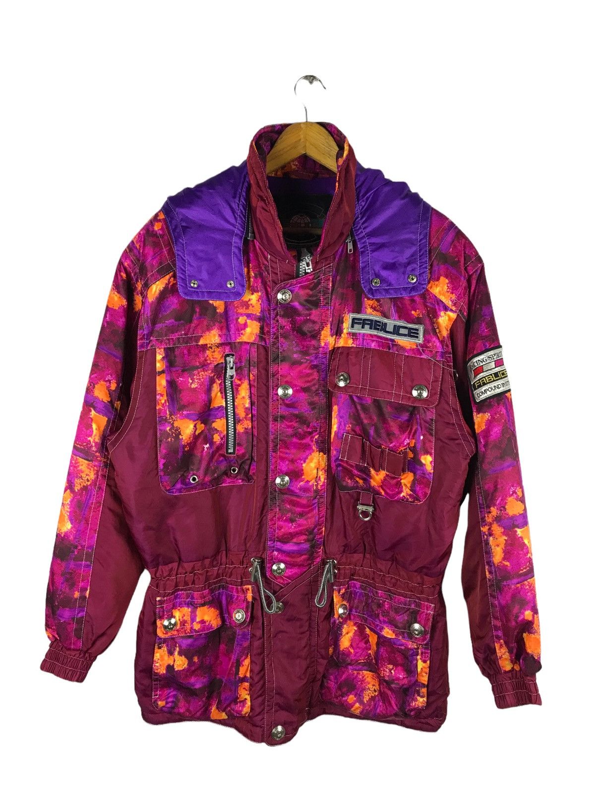 Japanese Brand Vintage 90s FABLICE Racing Spirit Ski Jacket - Neon Tie-Dye Size US L / EU 52-54 / 3 - 1 Thumbnail