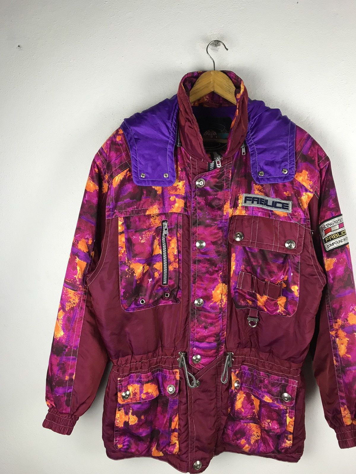Japanese Brand Vintage 90s FABLICE Racing Spirit Ski Jacket - Neon Tie-Dye Size US L / EU 52-54 / 3 - 4 Thumbnail