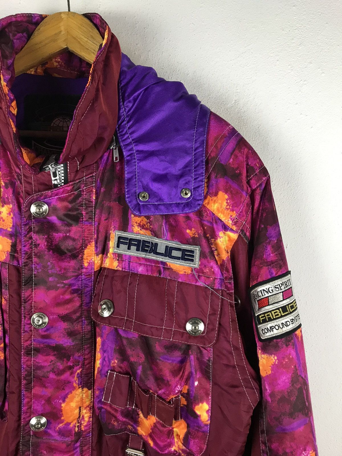 Japanese Brand Vintage 90s FABLICE Racing Spirit Ski Jacket - Neon Tie-Dye Size US L / EU 52-54 / 3 - 6 Thumbnail