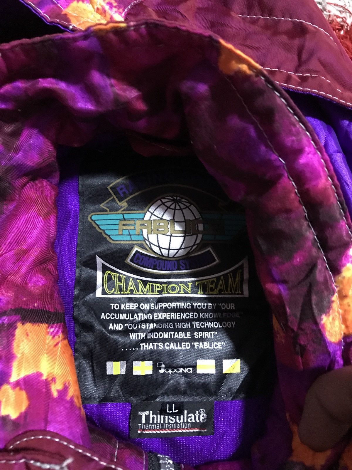 Japanese Brand Vintage 90s FABLICE Racing Spirit Ski Jacket - Neon Tie-Dye Size US L / EU 52-54 / 3 - 8 Thumbnail