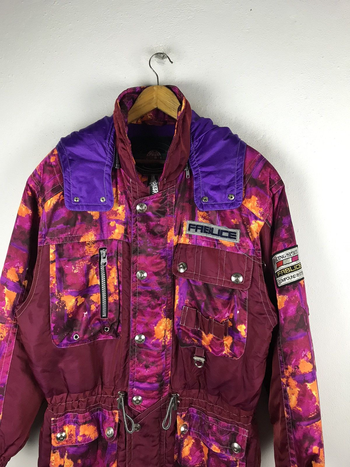 Japanese Brand Vintage 90s FABLICE Racing Spirit Ski Jacket - Neon Tie-Dye Size US L / EU 52-54 / 3 - 5 Thumbnail