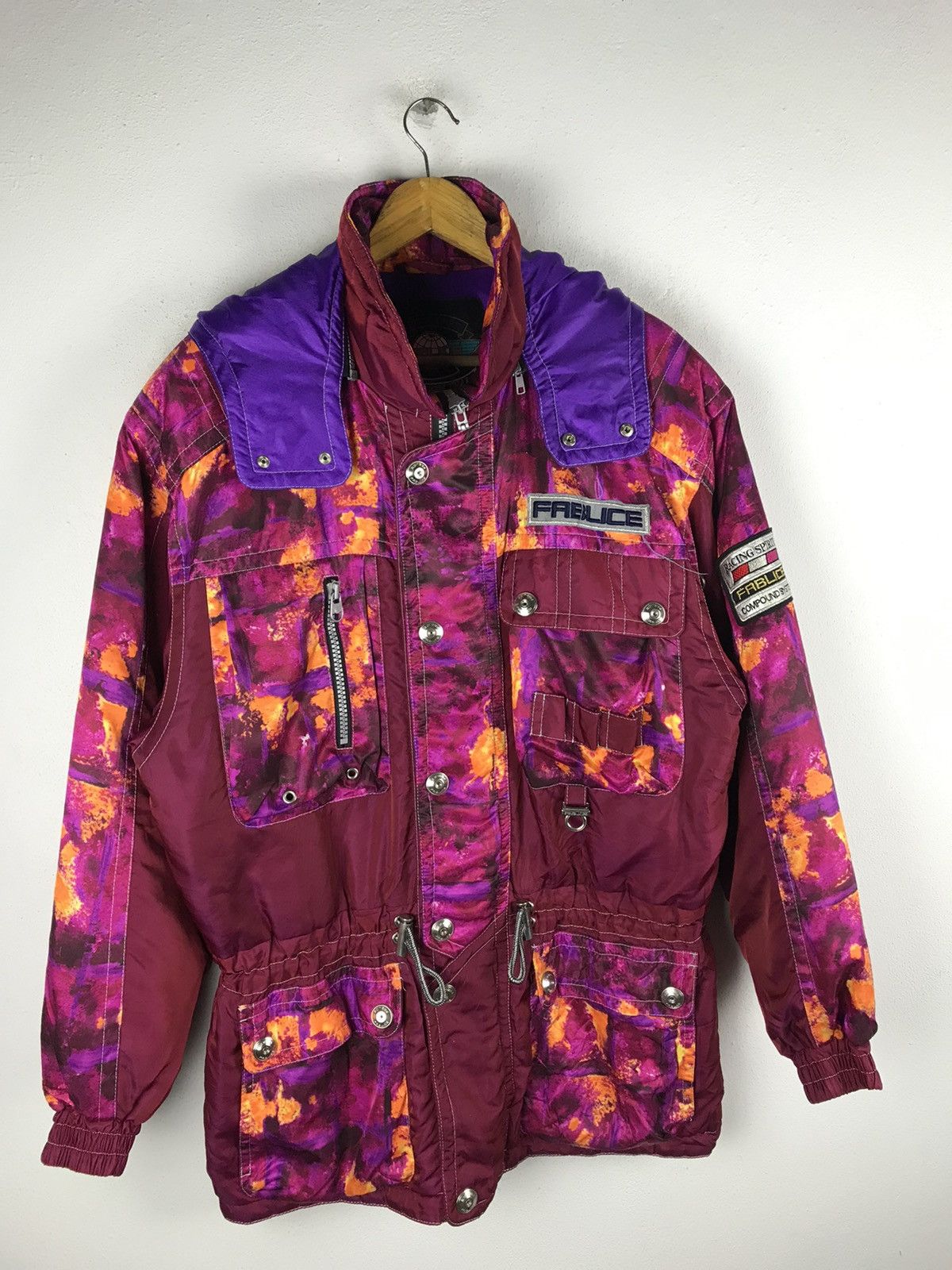 Japanese Brand Vintage 90s FABLICE Racing Spirit Ski Jacket - Neon Tie-Dye Size US L / EU 52-54 / 3 - 3 Thumbnail