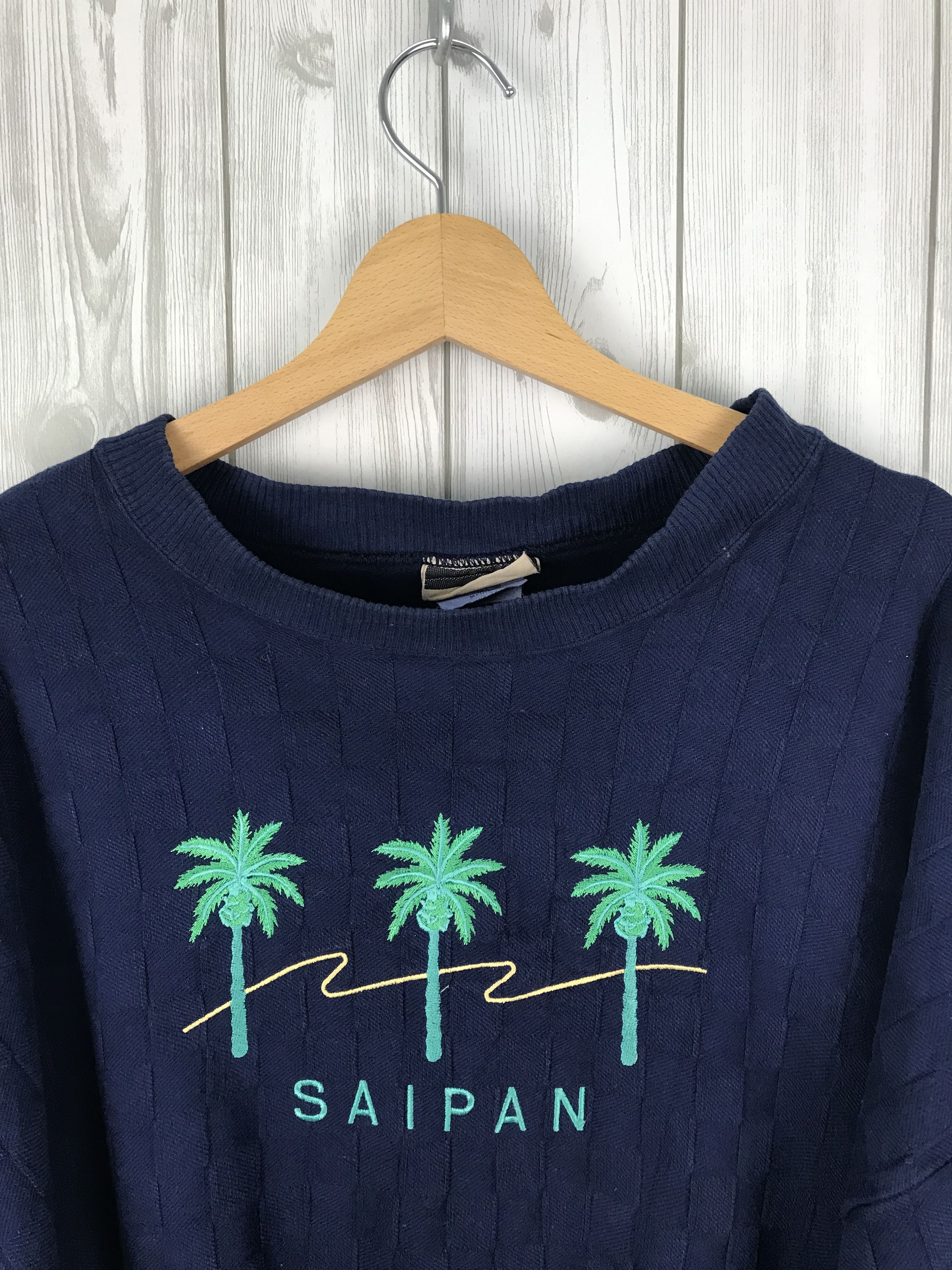 Vintage Vintage 90s SAIPAN Oversized Spell Out Pullover Sweatshirt Size US M / EU 48-50 / 2 - 2 Thumbnail