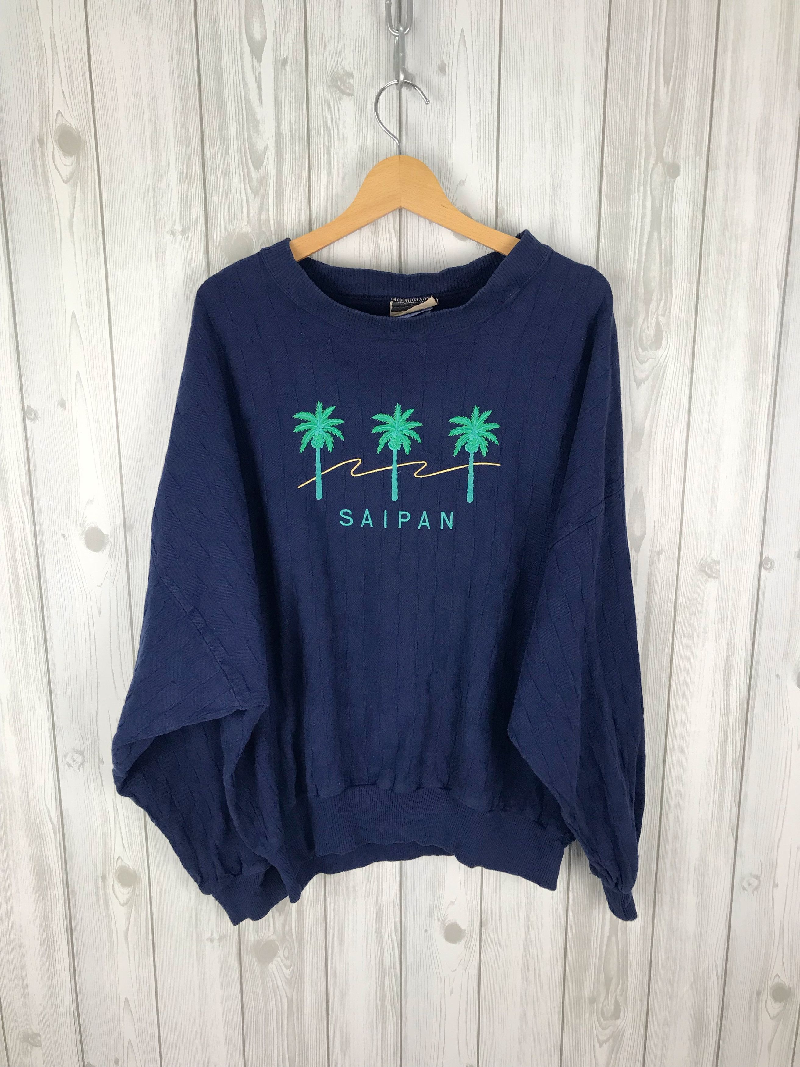 Vintage Vintage 90s SAIPAN Oversized Spell Out Pullover Sweatshirt Size US M / EU 48-50 / 2 - 1 Thumbnail