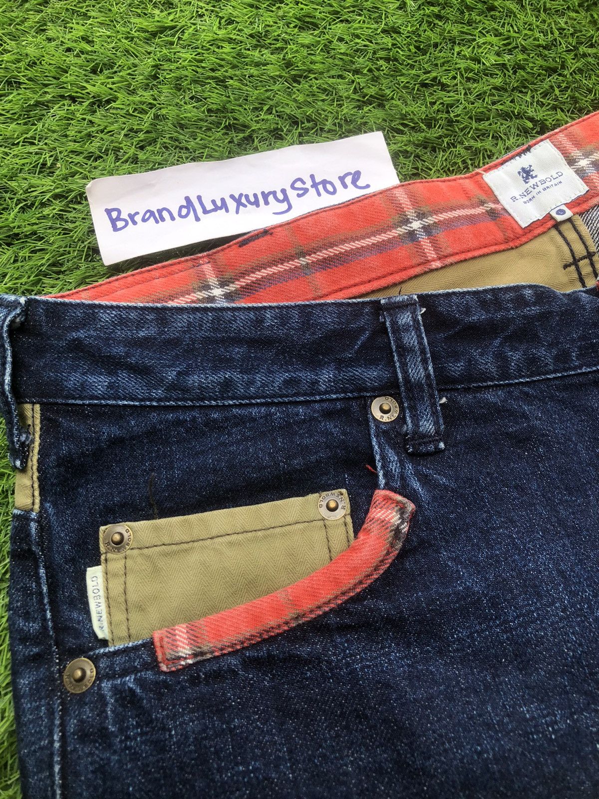 R.Newbold Rare🔥Vintage R.Newbold Distressed Patchwork Jeans Size US 33 - 4 Thumbnail