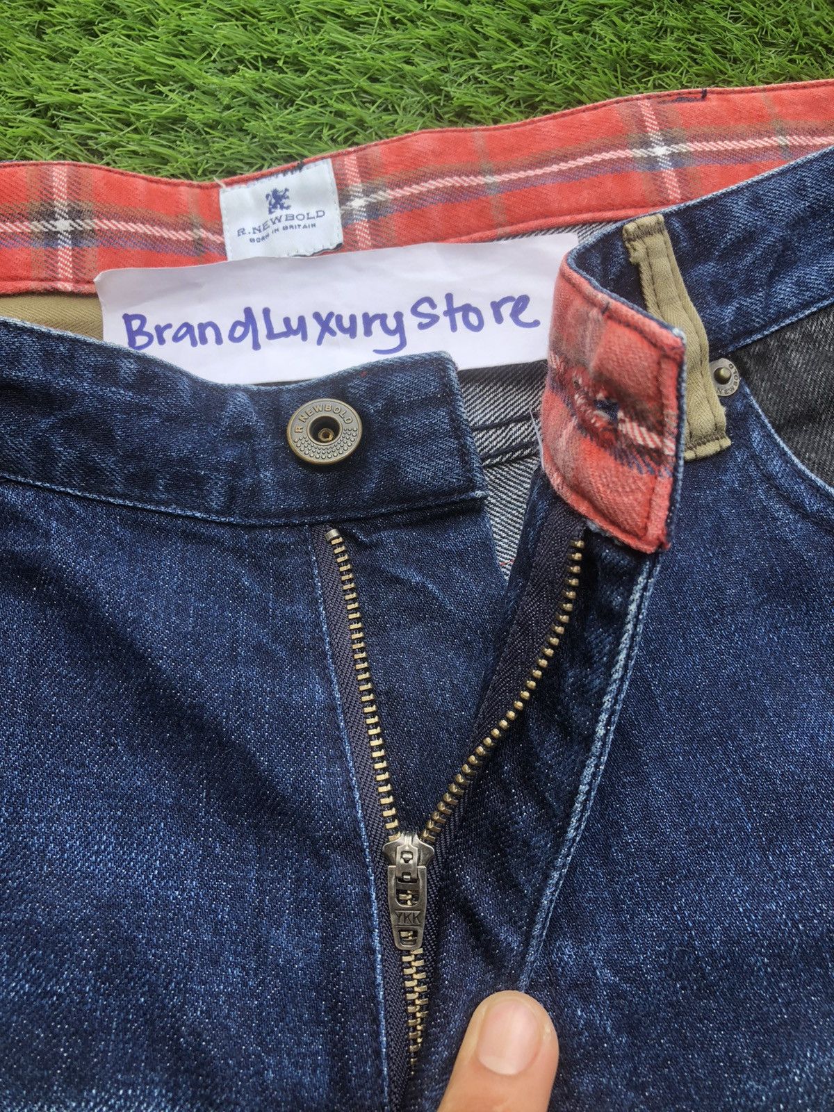 R.Newbold Rare🔥Vintage R.Newbold Distressed Patchwork Jeans Size US 33 - 5 Thumbnail