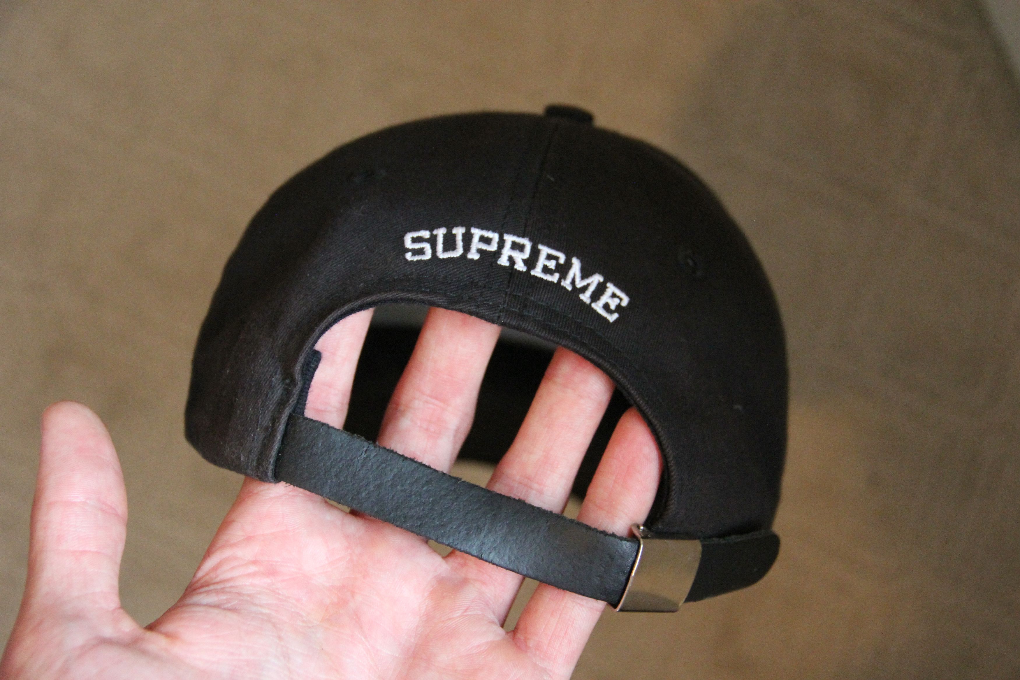 Supreme Supreme S Logo 6 Panel Cap Hat (Black, White, Leather Strap) Size ONE SIZE - 4 Preview