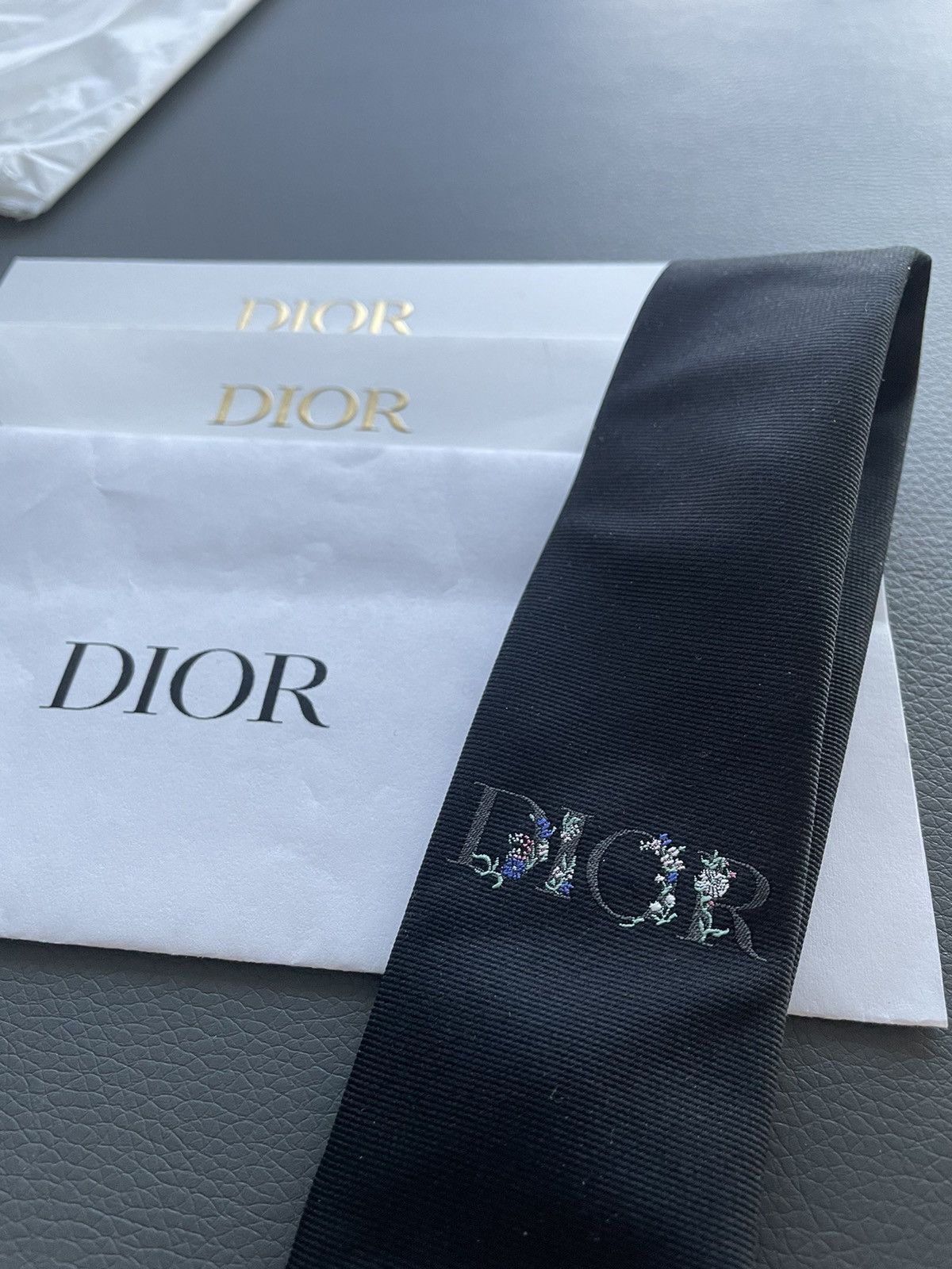 Dior Rare Limited Edition Dior Embroidery Logo Premium Silk Tie Size ONE SIZE - 13 Thumbnail