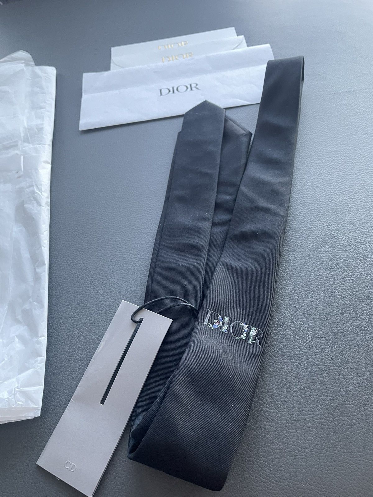 Dior Rare Limited Edition Dior Embroidery Logo Premium Silk Tie Size ONE SIZE - 3 Thumbnail