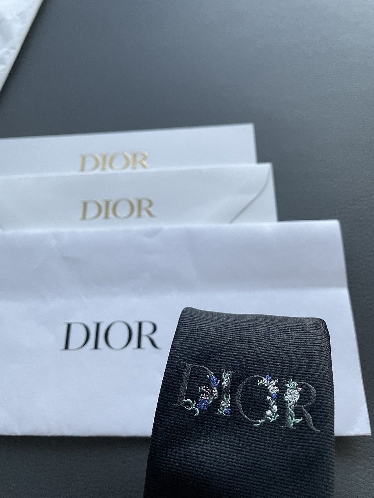Dior Rare Limited Edition Dior Embroidery Logo Premium Silk Tie Size ONE SIZE - 2 Thumbnail