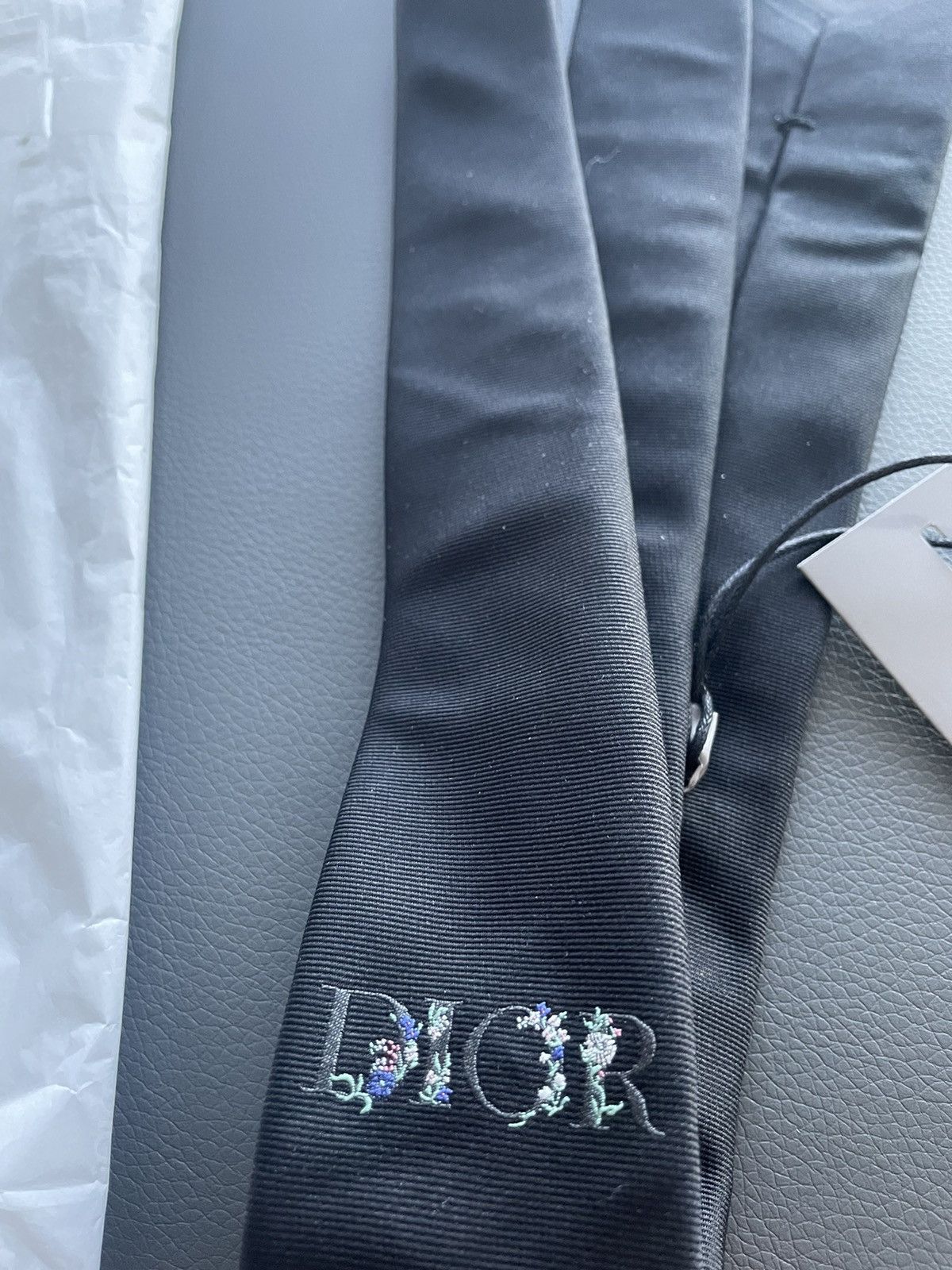 Dior Rare Limited Edition Dior Embroidery Logo Premium Silk Tie Size ONE SIZE - 4 Thumbnail