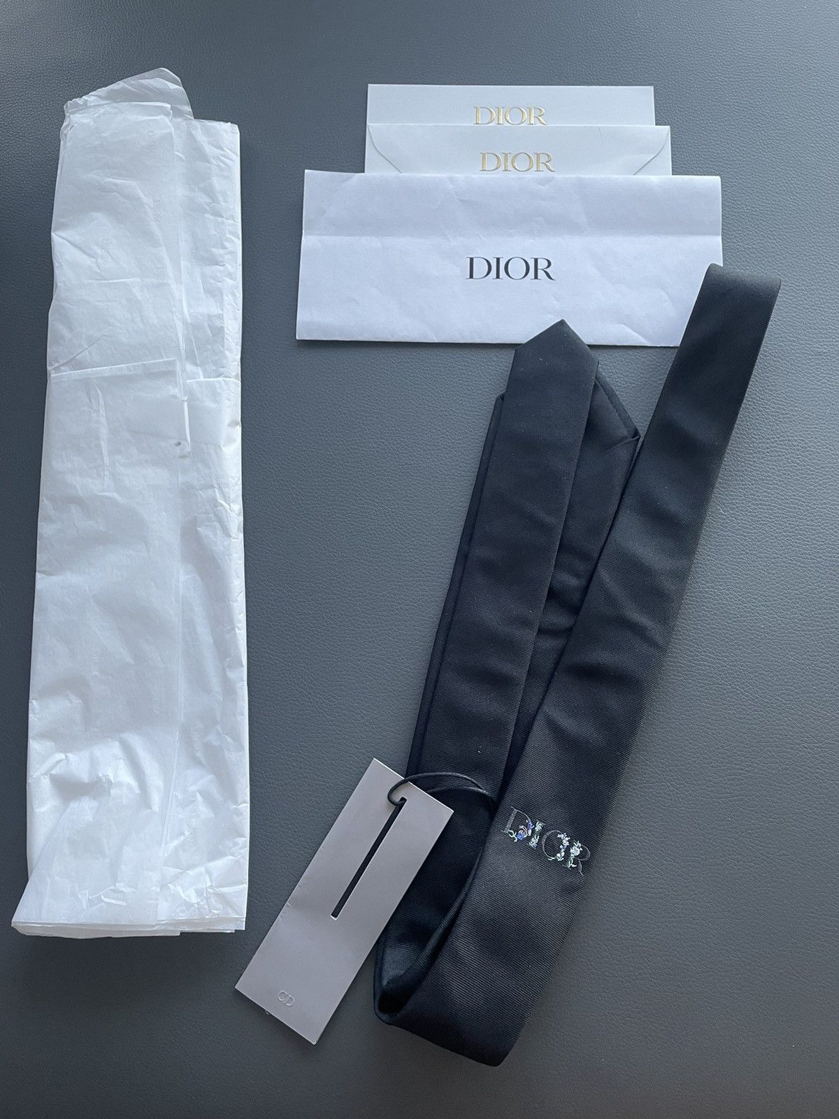 Dior Rare Limited Edition Dior Embroidery Logo Premium Silk Tie Size ONE SIZE - 14 Thumbnail