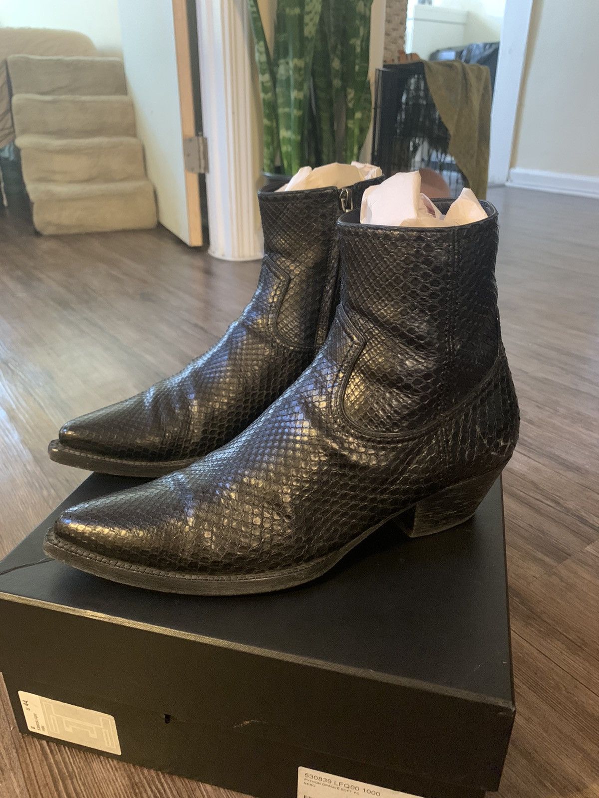 Saint Laurent Paris Python Lukas boots | Grailed