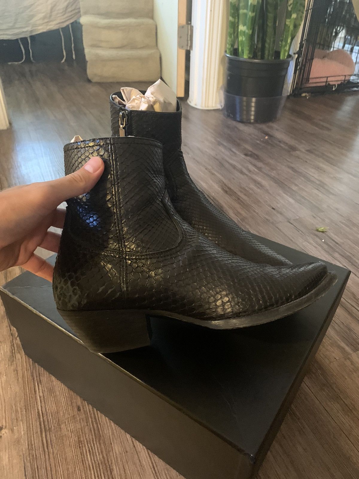 Saint Laurent Paris Python Lukas boots | Grailed