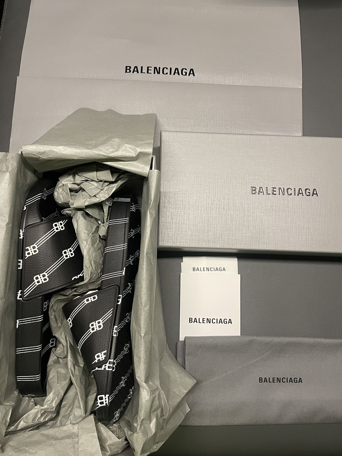 Balenciaga NEW Rare Runway Limited Edition License BB Logo Pool Slides Size US 11 / EU 44 - 21 Thumbnail