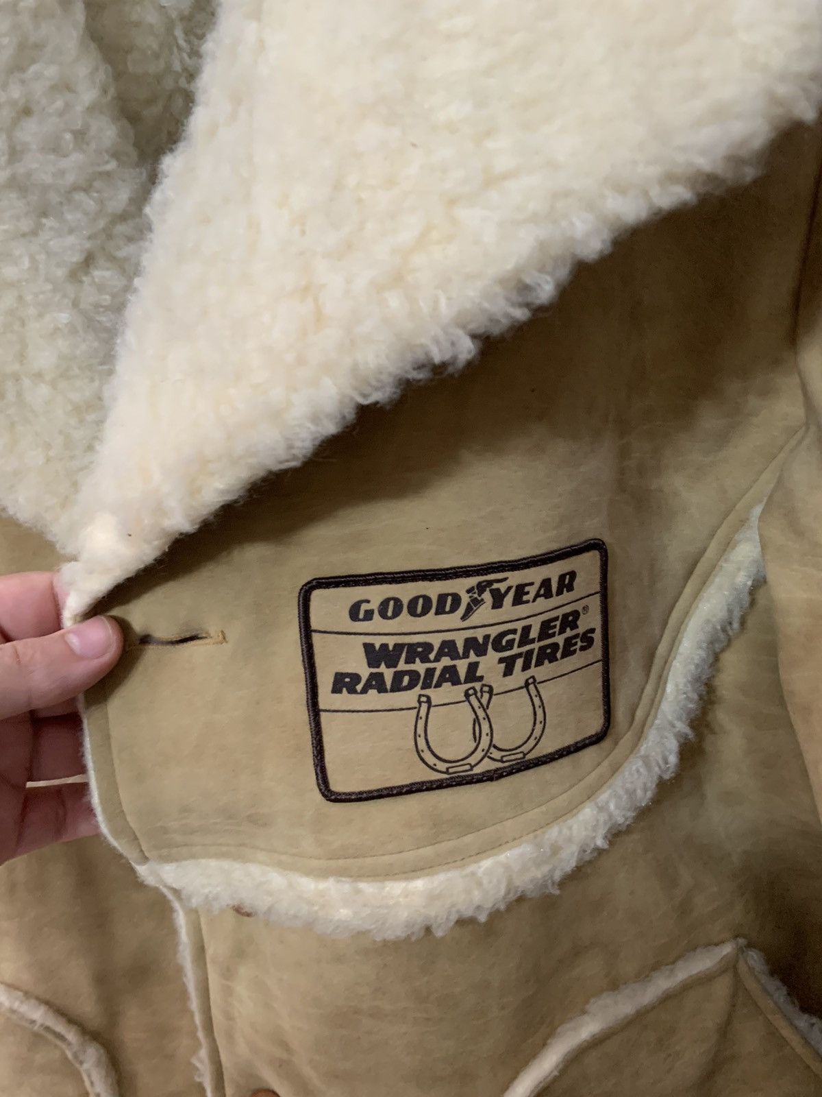 Vintage Vintage 80s Goodyear Horseshoe Sherpa Lined Leather Jacket Size US L / EU 52-54 / 3 - 3 Thumbnail