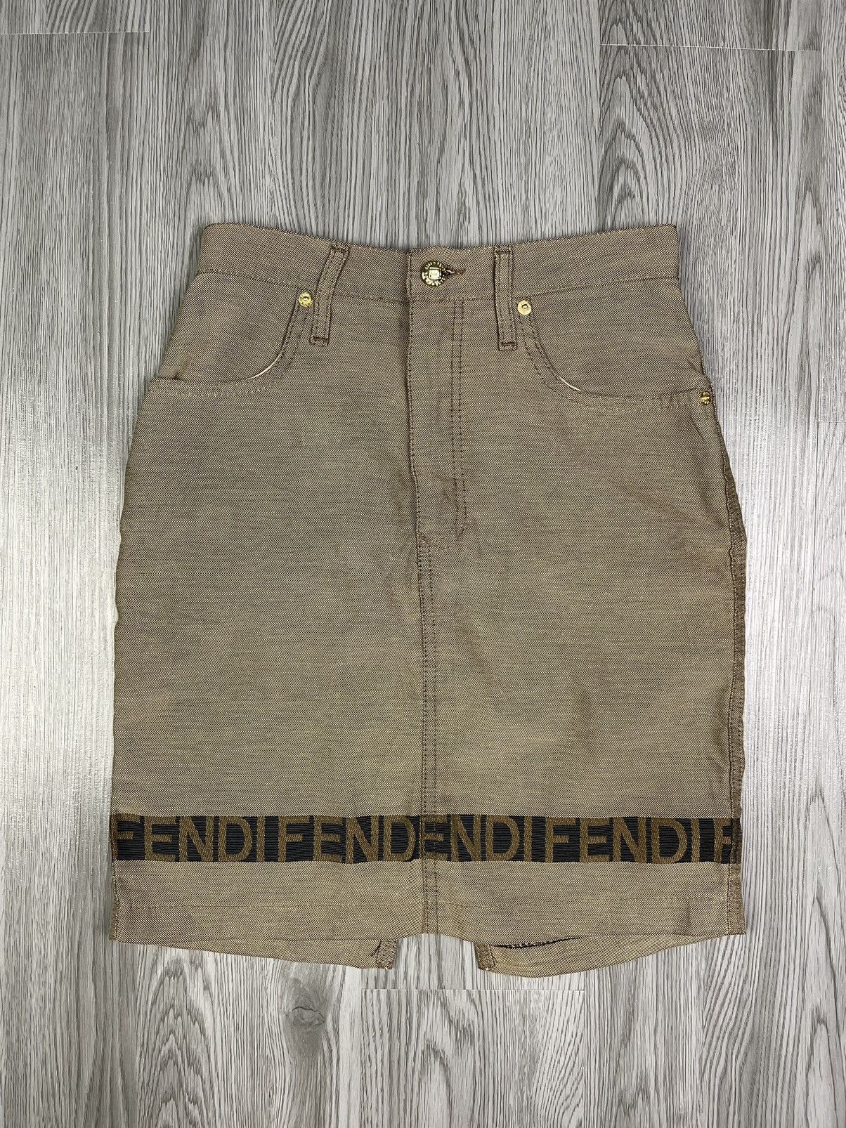Fendi ROMA spellout midi jeans skirt