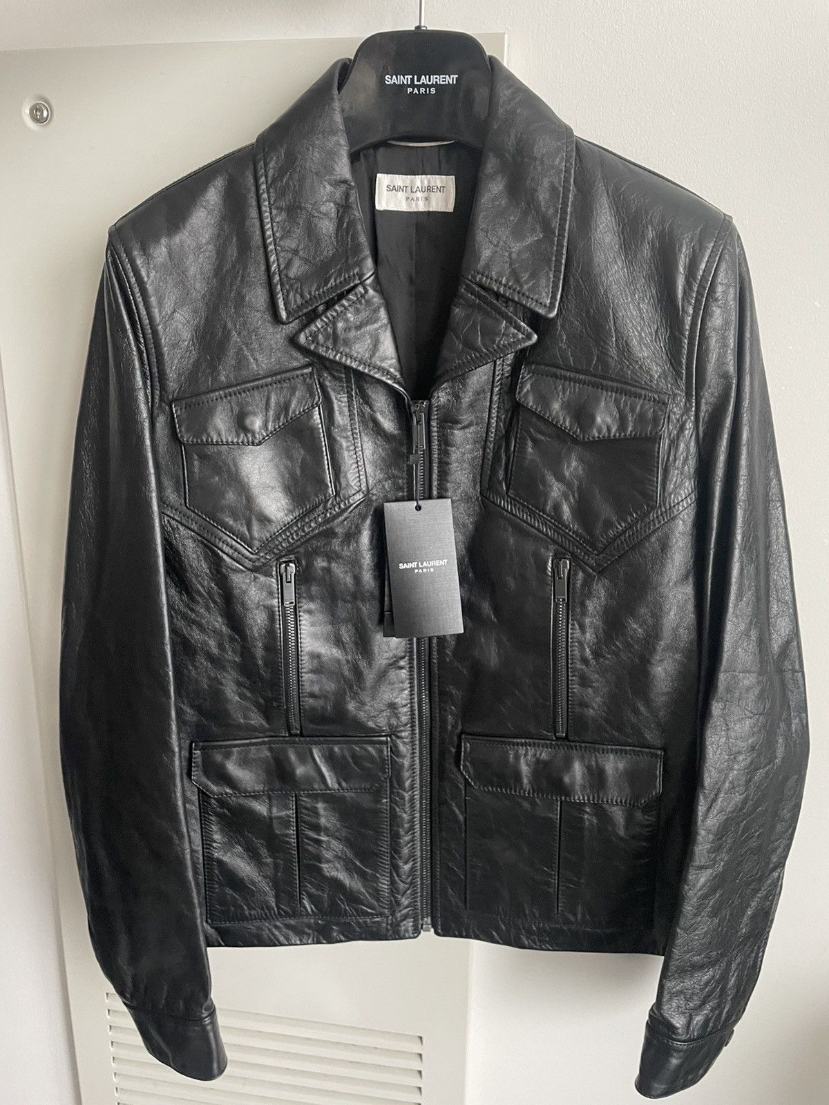 Saint Laurent Paris $5,100 Super Runway Celine Leather Jacket by Hedi Slimane Size US M / EU 48-50 / 2 - 15 Thumbnail