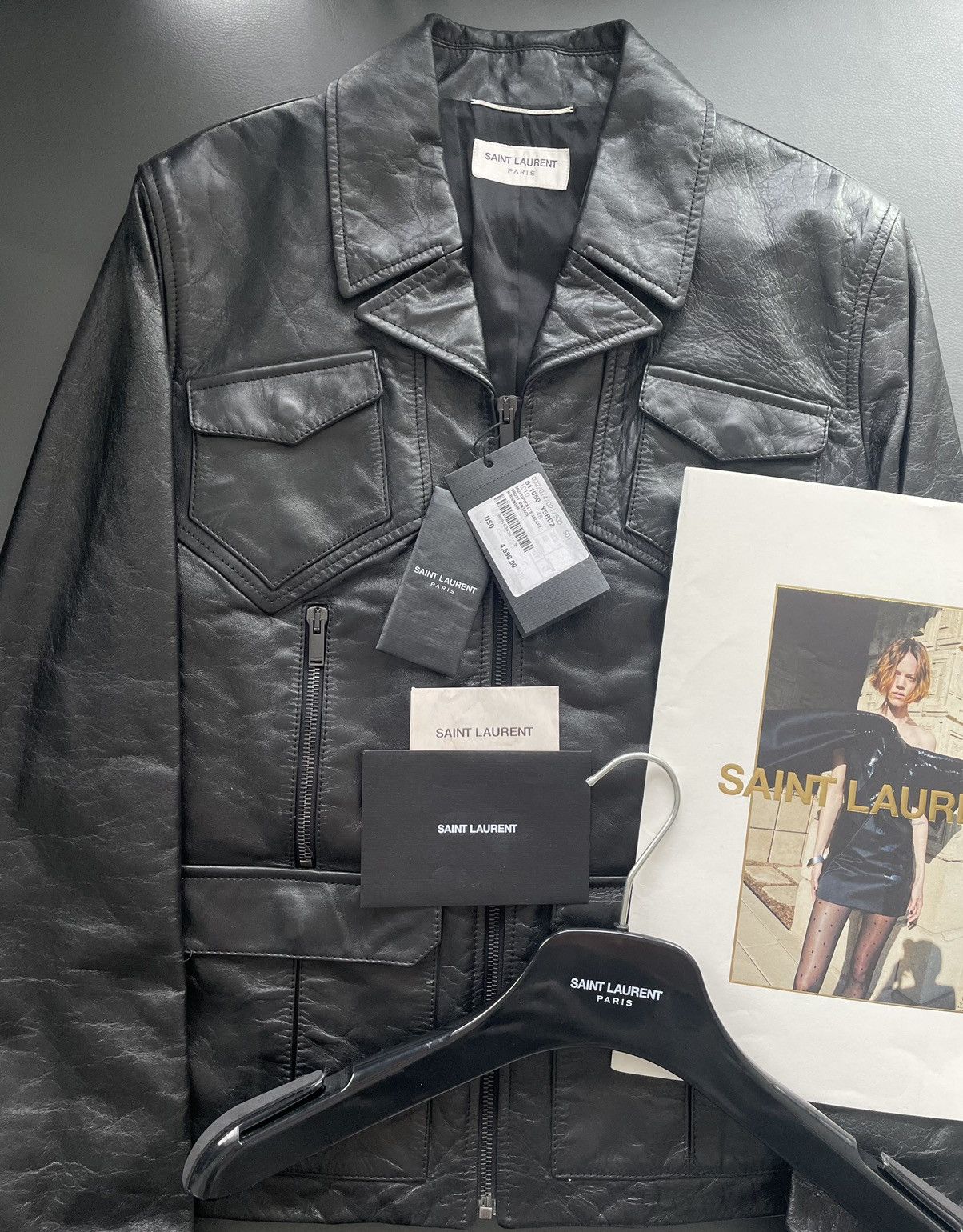 Saint Laurent Paris $5,100 Super Runway Celine Leather Jacket by Hedi Slimane Size US M / EU 48-50 / 2 - 1 Thumbnail