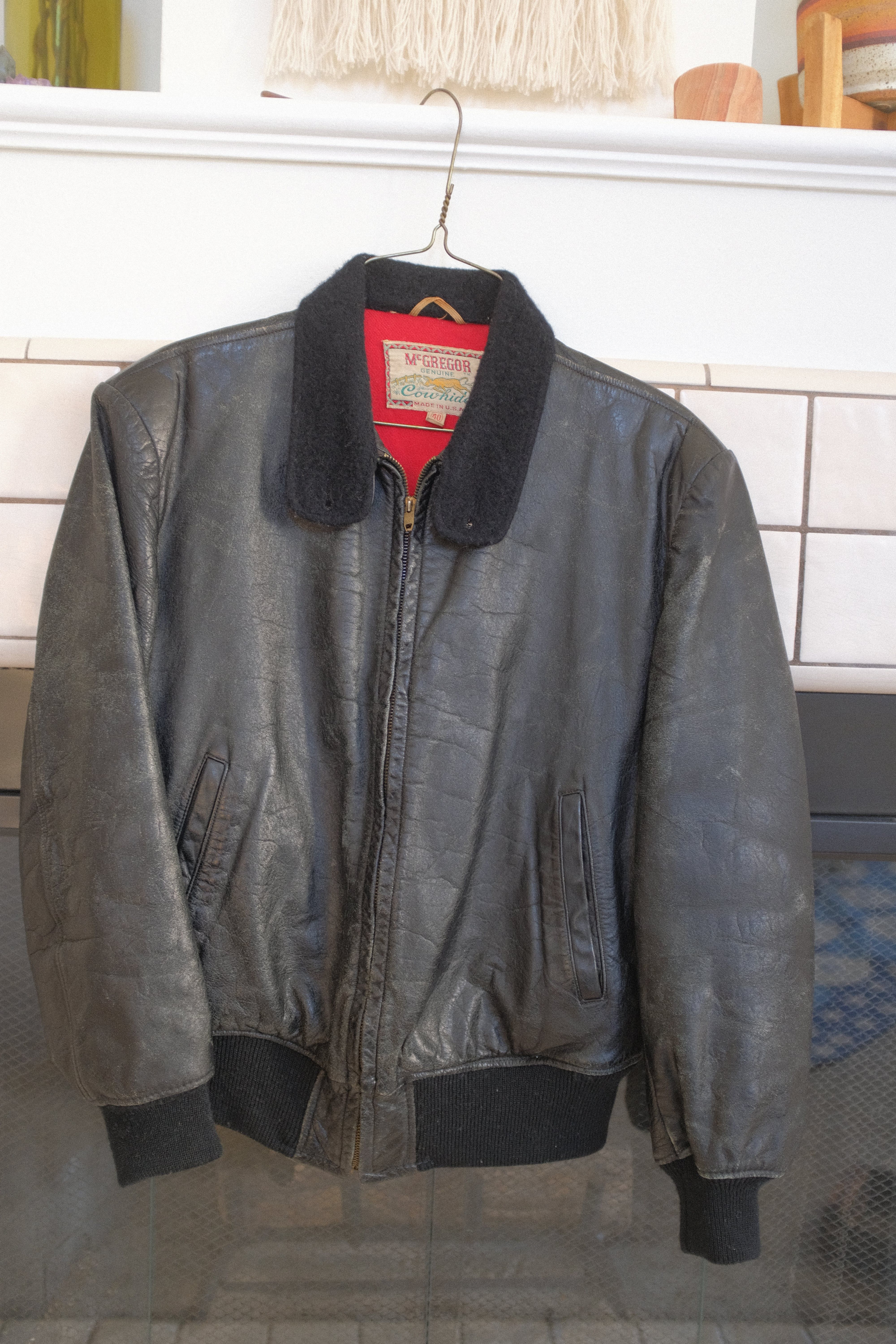 Vintage 40s-50s McGregor Sportswear Black Cowhide Leather Jacket