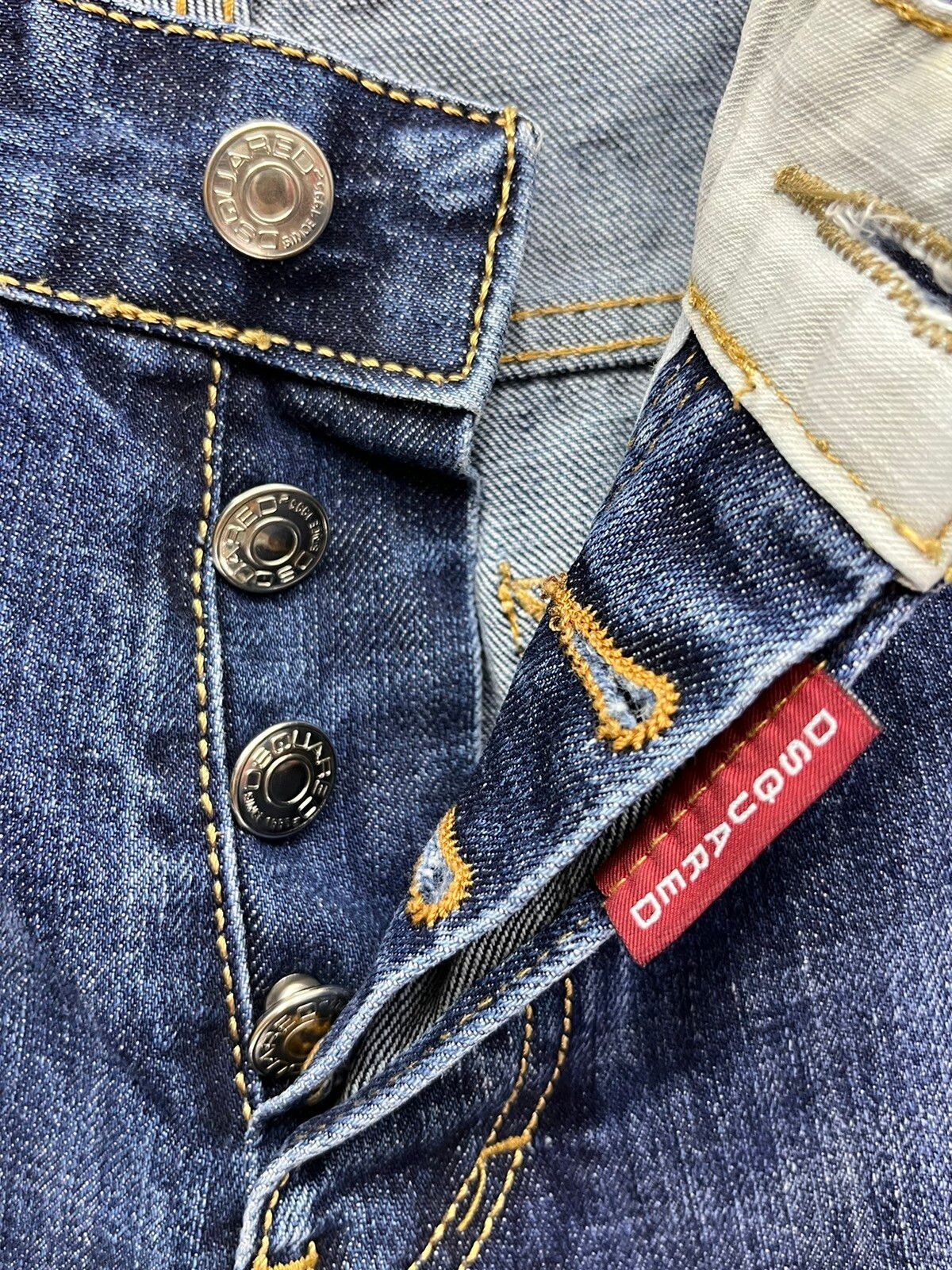 Vintage 🔥DSQUARED Grunge Distressed Patchwork Slim Fit Jeans Size US 30 / EU 46 - 9 Thumbnail