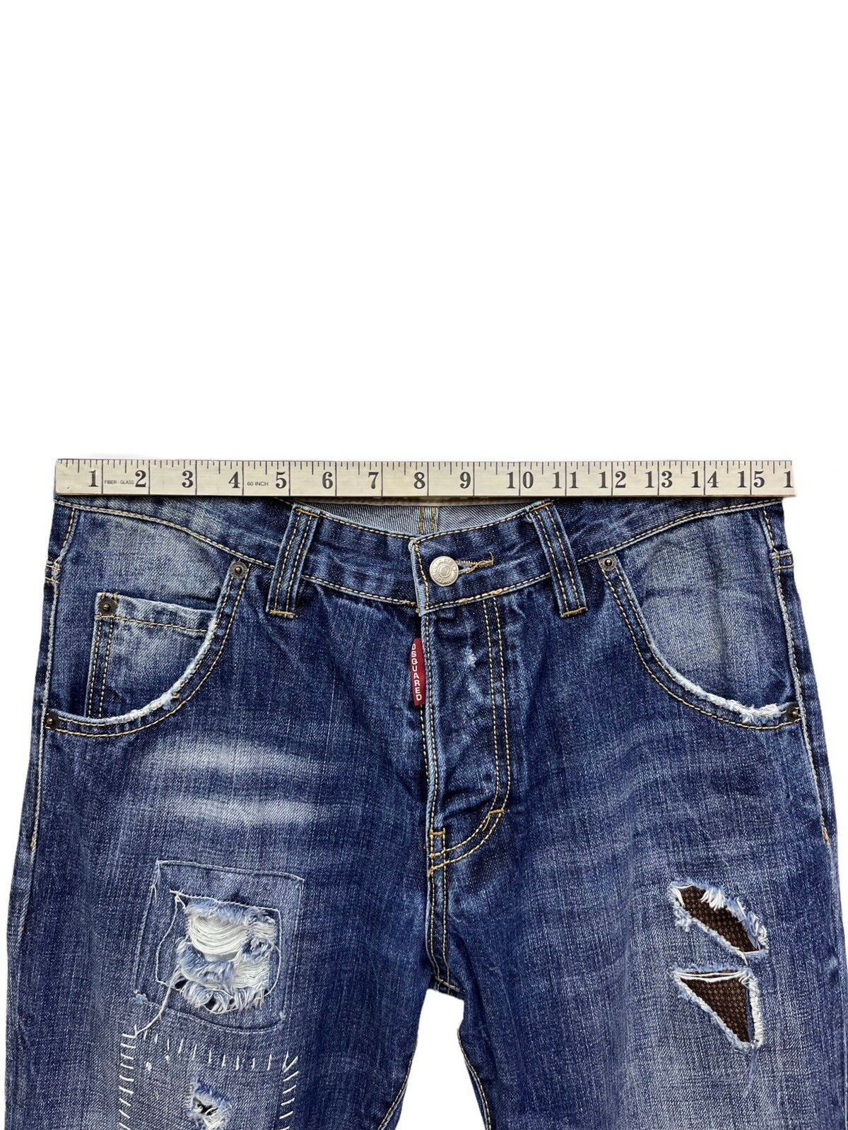 Vintage 🔥DSQUARED Grunge Distressed Patchwork Slim Fit Jeans Size US 30 / EU 46 - 15 Preview