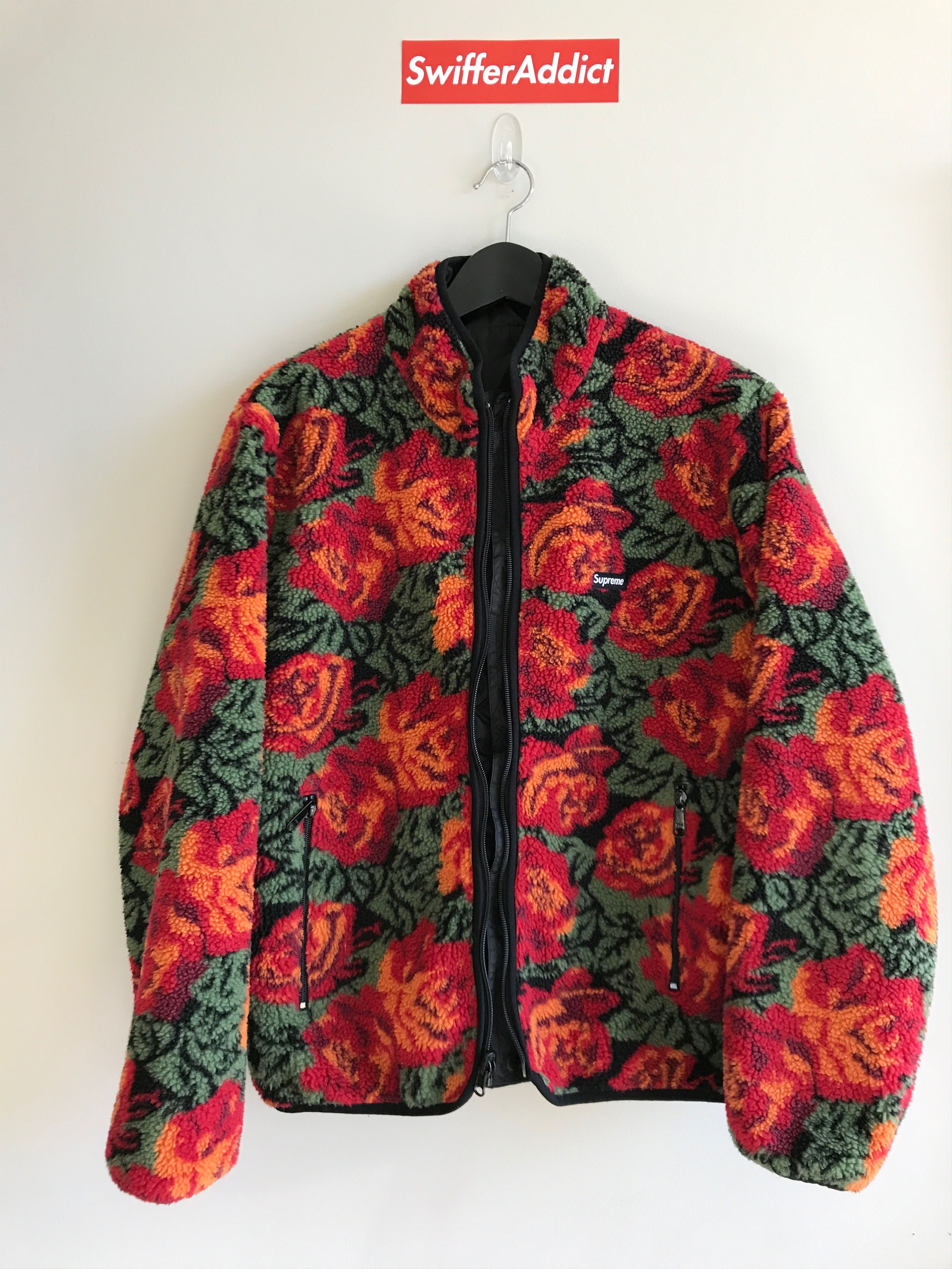 Supreme roses sherpa fleece store