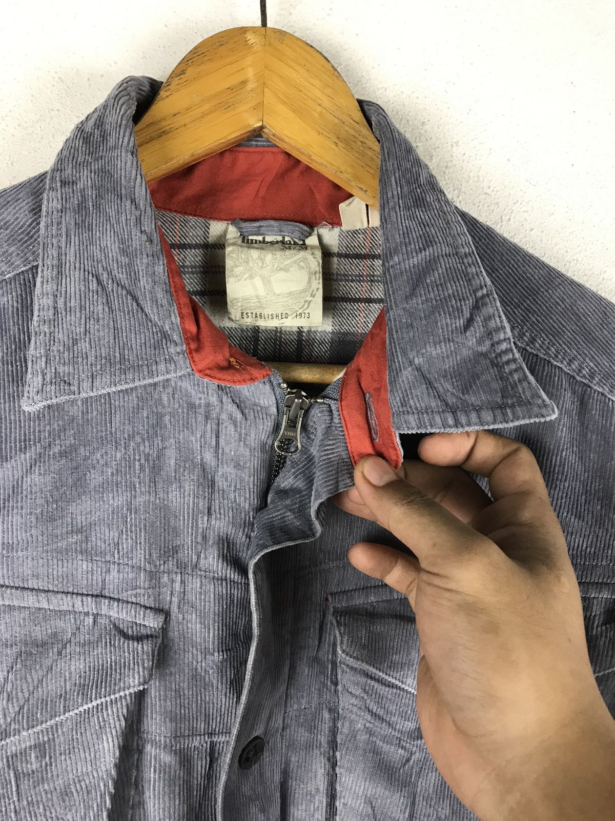 Timberland Vintage 90s Timberland Corduroy Work Shirt Jacket Gray Line Size US L / EU 52-54 / 3 - 6 Thumbnail