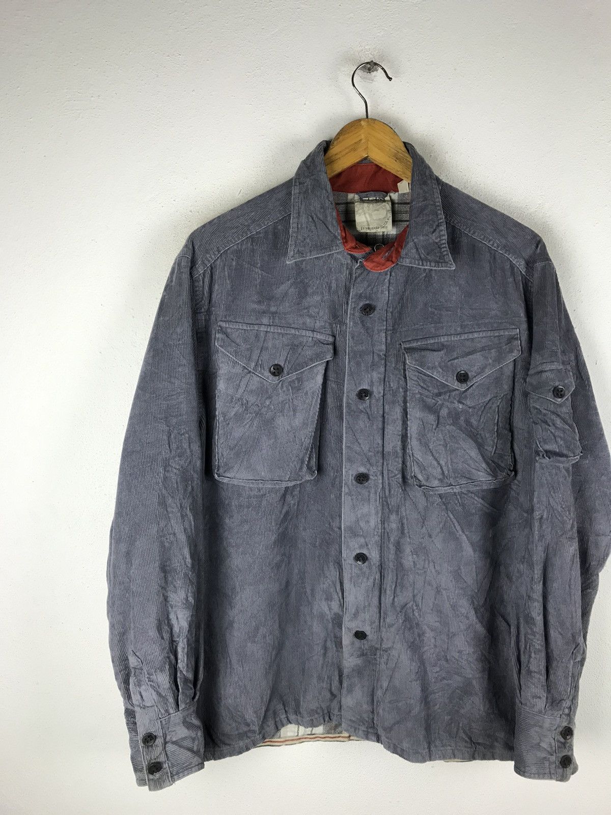 Timberland Vintage 90s Timberland Corduroy Work Shirt Jacket Gray Line Size US L / EU 52-54 / 3 - 4 Thumbnail