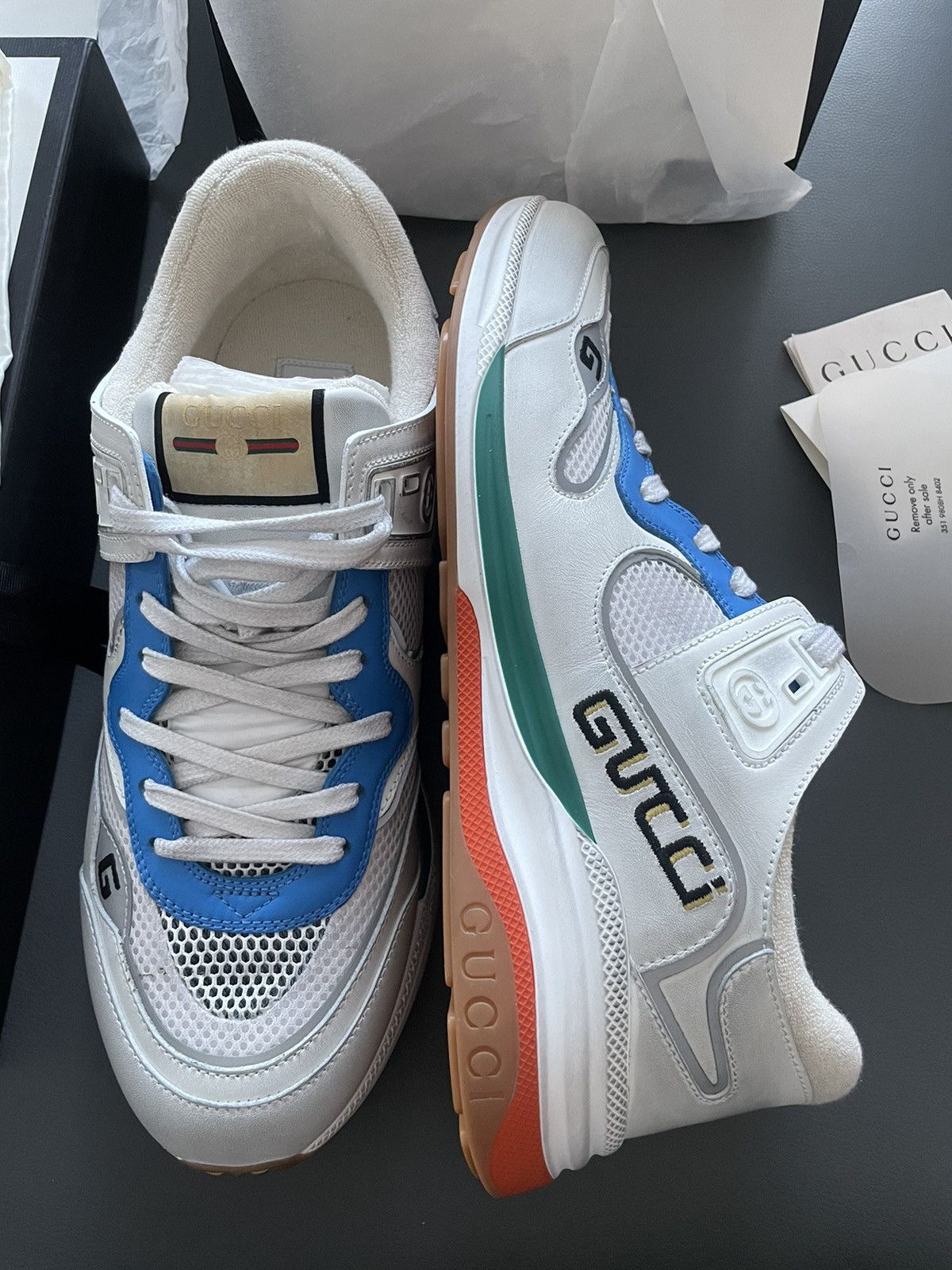 Gucci NEW Limited Edition Rare Super Runway Gucci Logo Sneakers Size US 11.5 / EU 44-45 - 14 Thumbnail