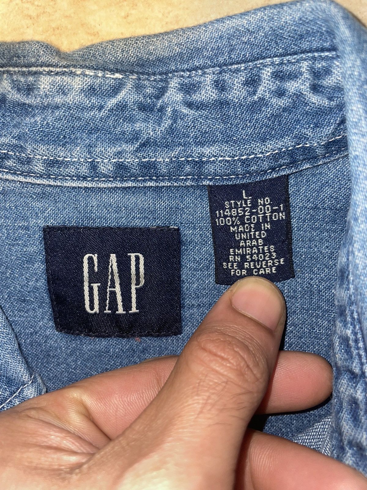 Gap × Vintage Vintage 90s Denim GAP button up double pocket shirt Size US L / EU 52-54 / 3 - 3 Thumbnail