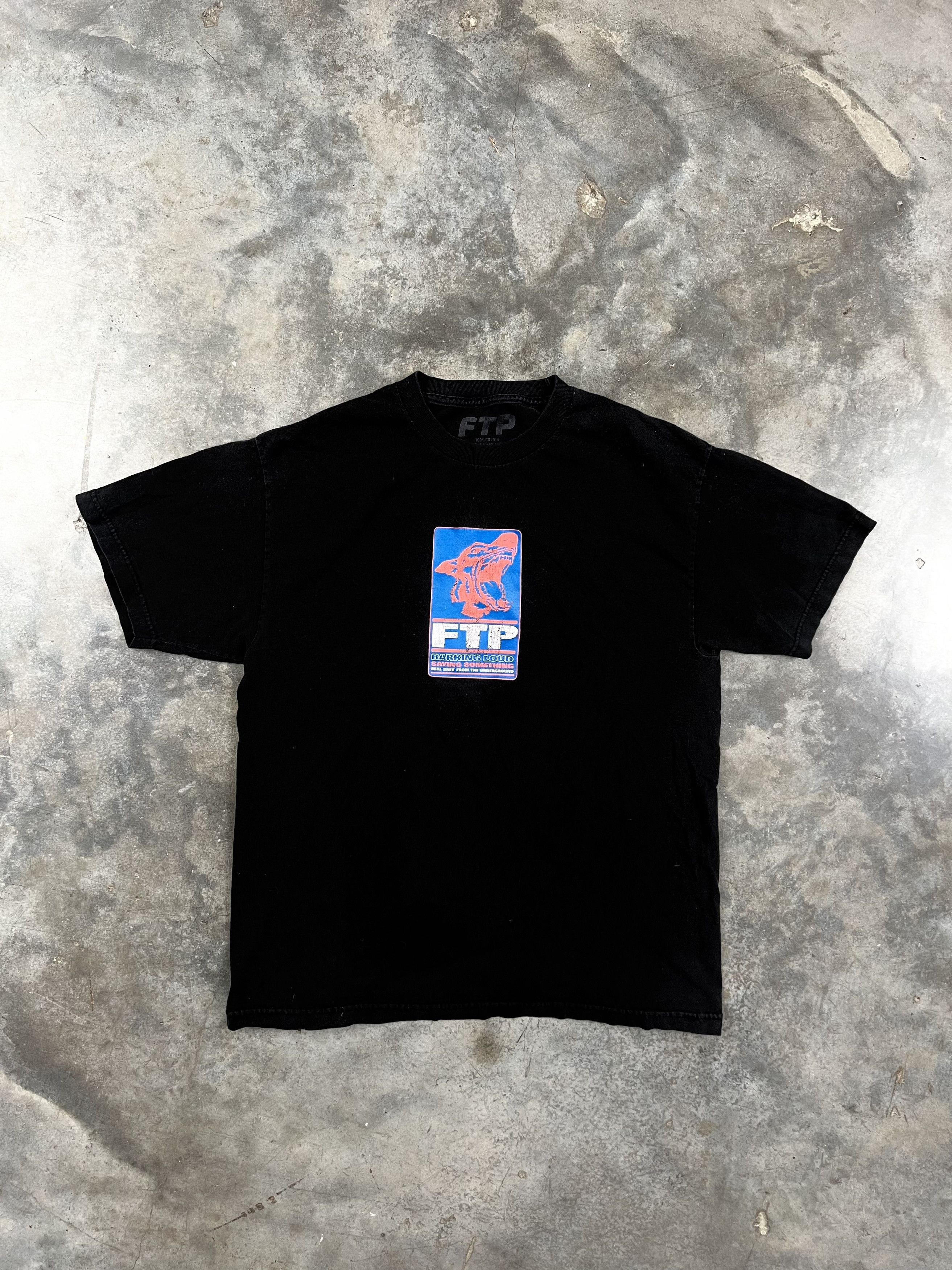 image of Fuck The Population Barking Dog Tee Black Large Ftp Logo, Men's
