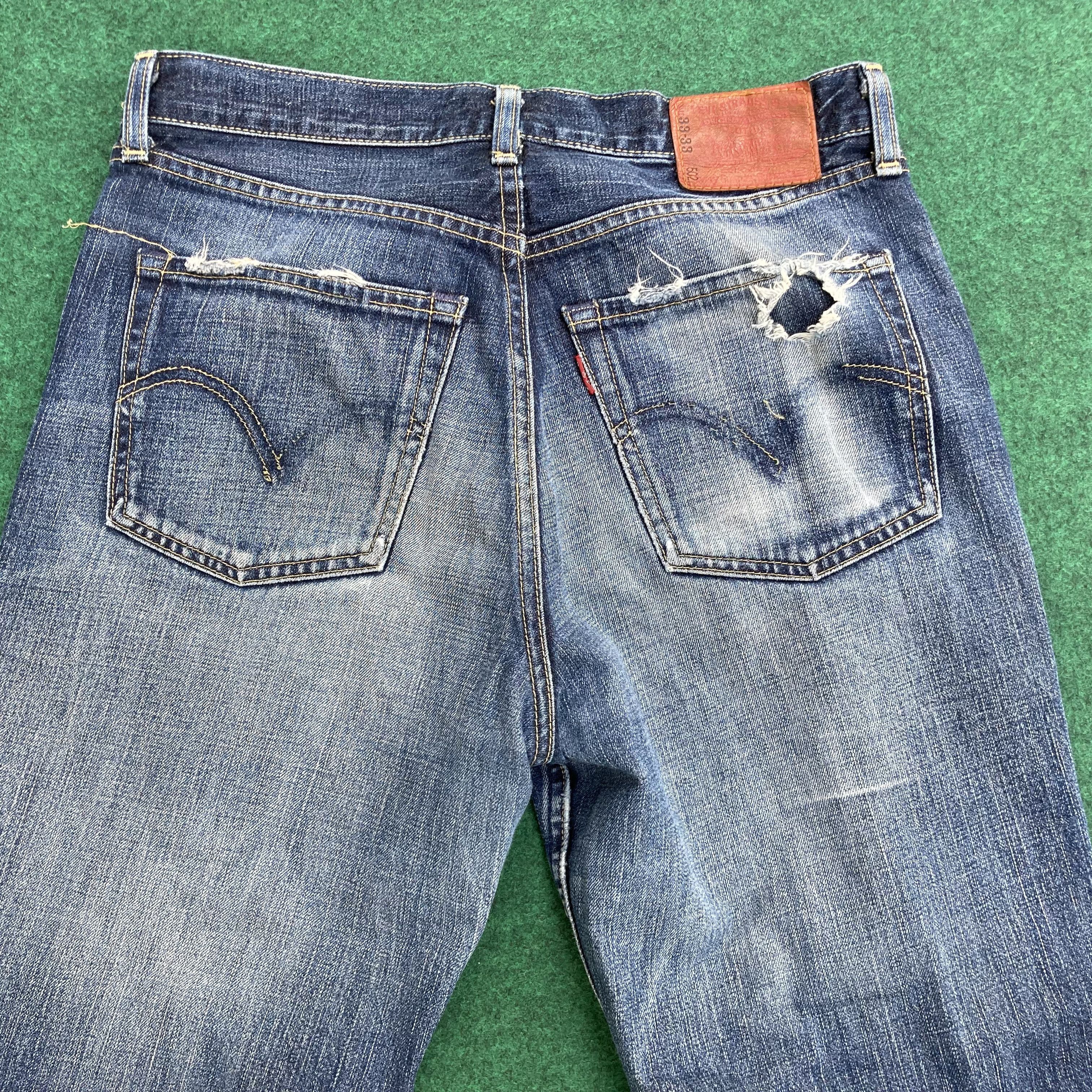 Levi's × Vintage Vtg Levis 502 Distressed Ripped Jeans 90s Punk Grunge Jeans Size US 31 - 10 Thumbnail