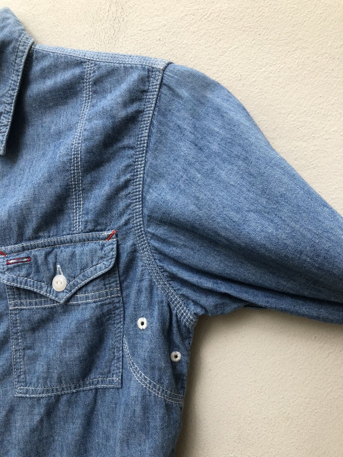 *A VONTADE A Vontade X Toki Shirazu Blue Chambray Work Shirt Size US S / EU 44-46 / 1 - 12 Thumbnail