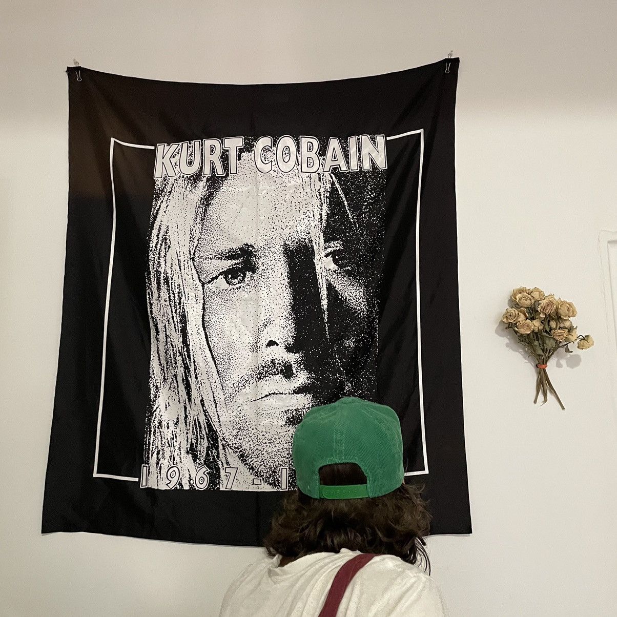Band Tees Vintage Kurt Cobain Memorial Banner Flag Tapestry Size ONE SIZE - 3 Thumbnail
