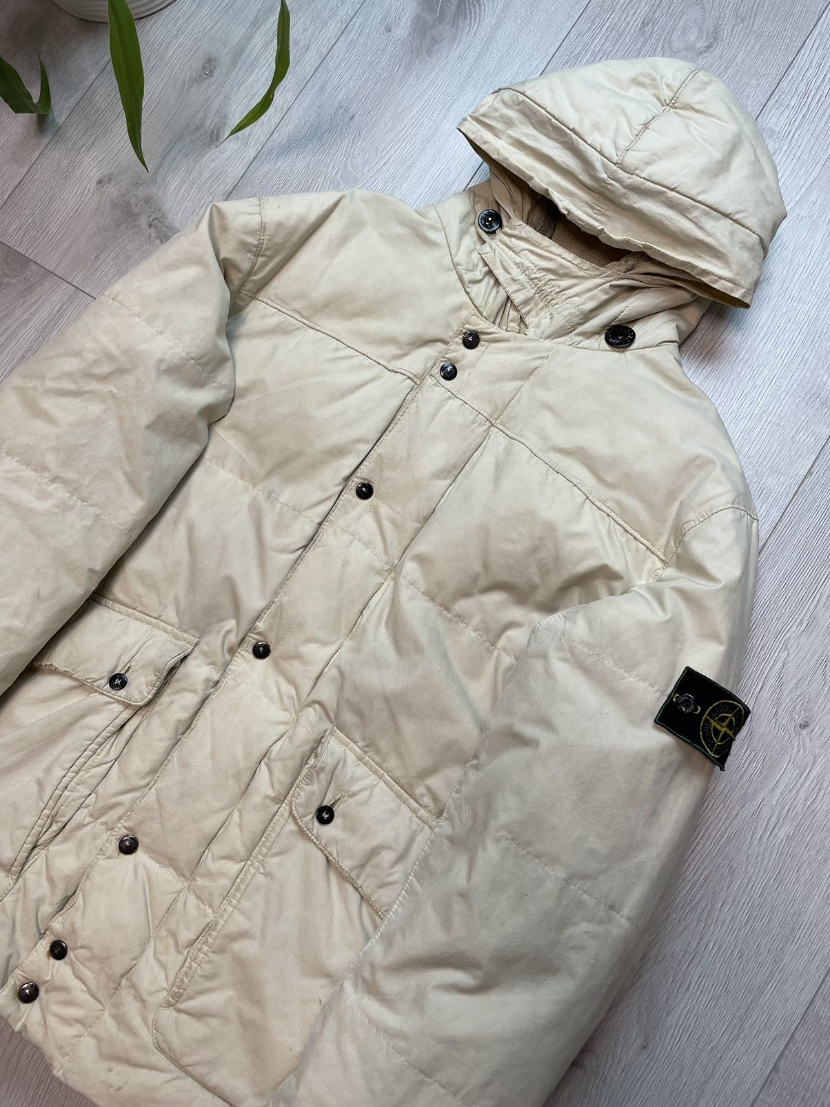 Stone Island × Vintage 1999 A/W Archivio Stone Island Waxed Cotton Down Jacket Rare Size US L / EU 52-54 / 3 - 3 Thumbnail