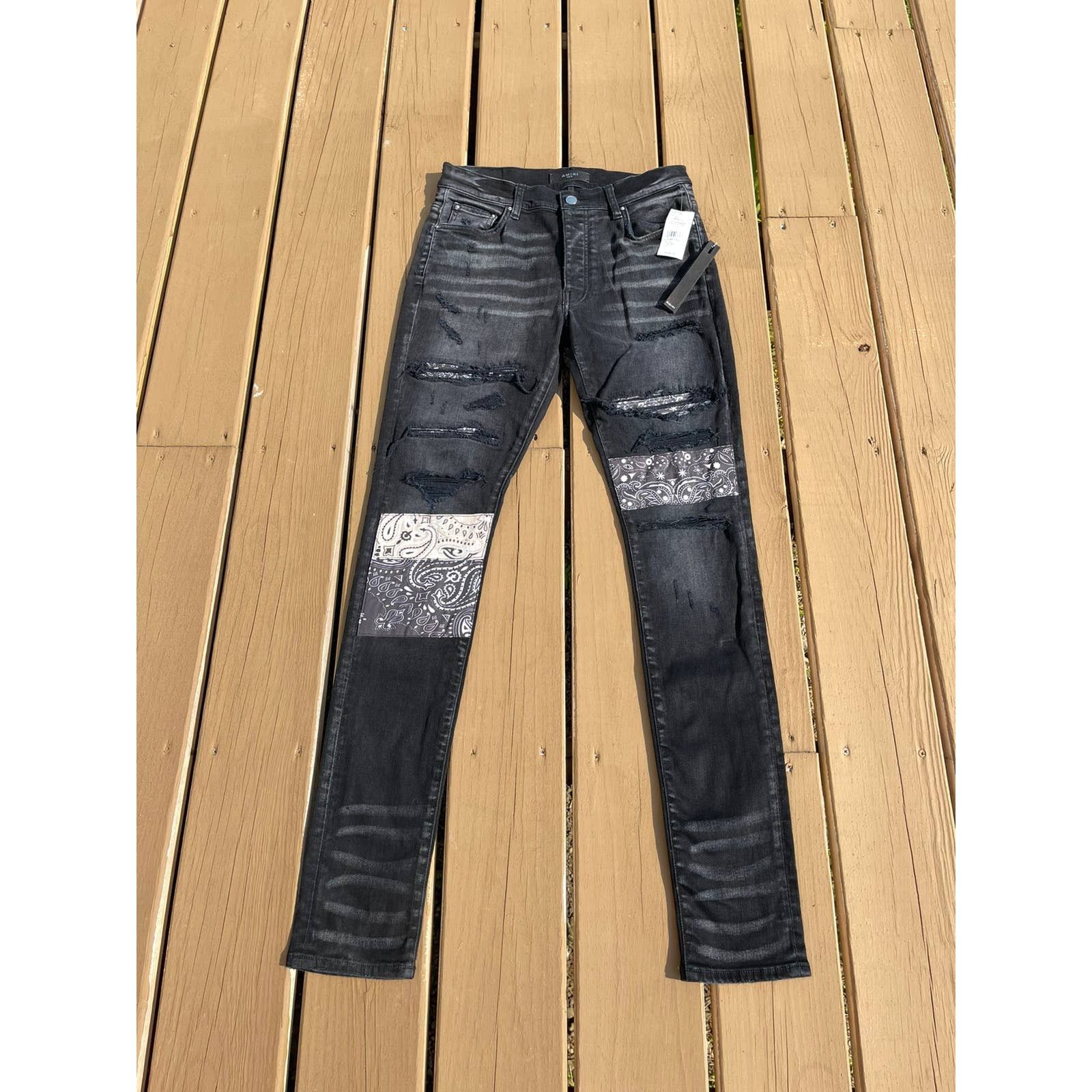 Amiri Bandana Art Patch Skinny Jeans Size 31