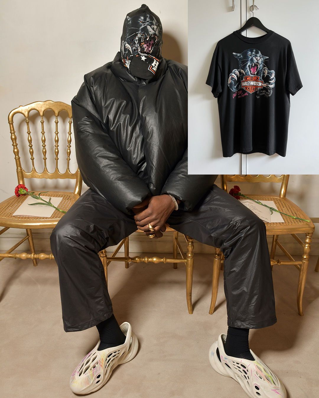 90s HARLEY DAVIDSON Tシャツ PANTHER KANYE
