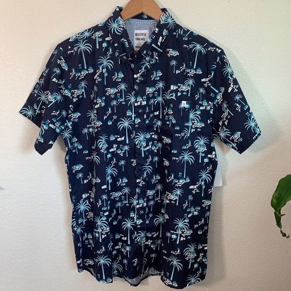 Rare Reverse Threads - Cotton & Lycra / Tropical Blue Button Up | Grailed