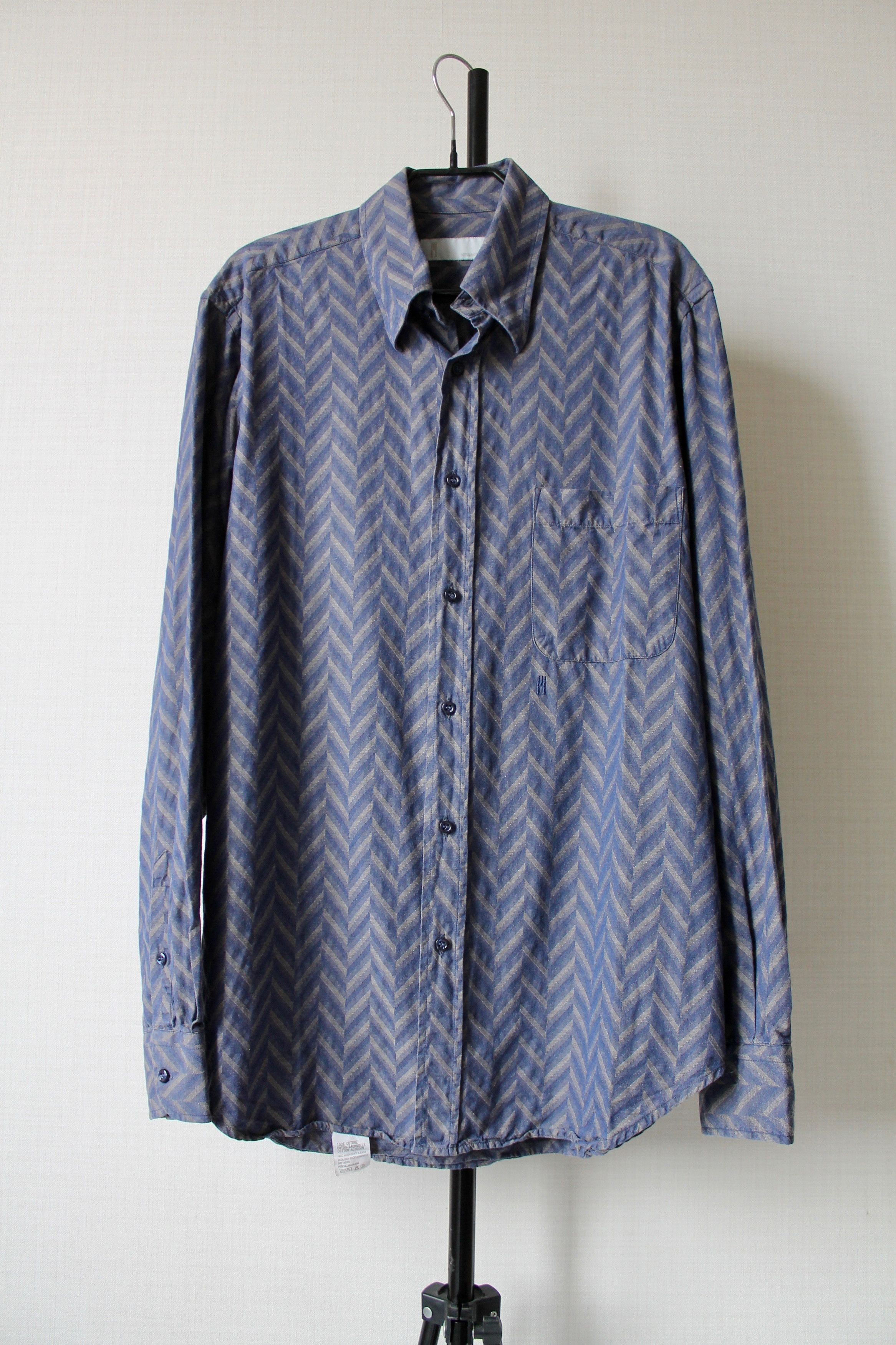 Missoni Missoni Zigzag Blue Gray Shirt Long Sleeve Size US M / EU 48-50 / 2 - 2 Thumbnail