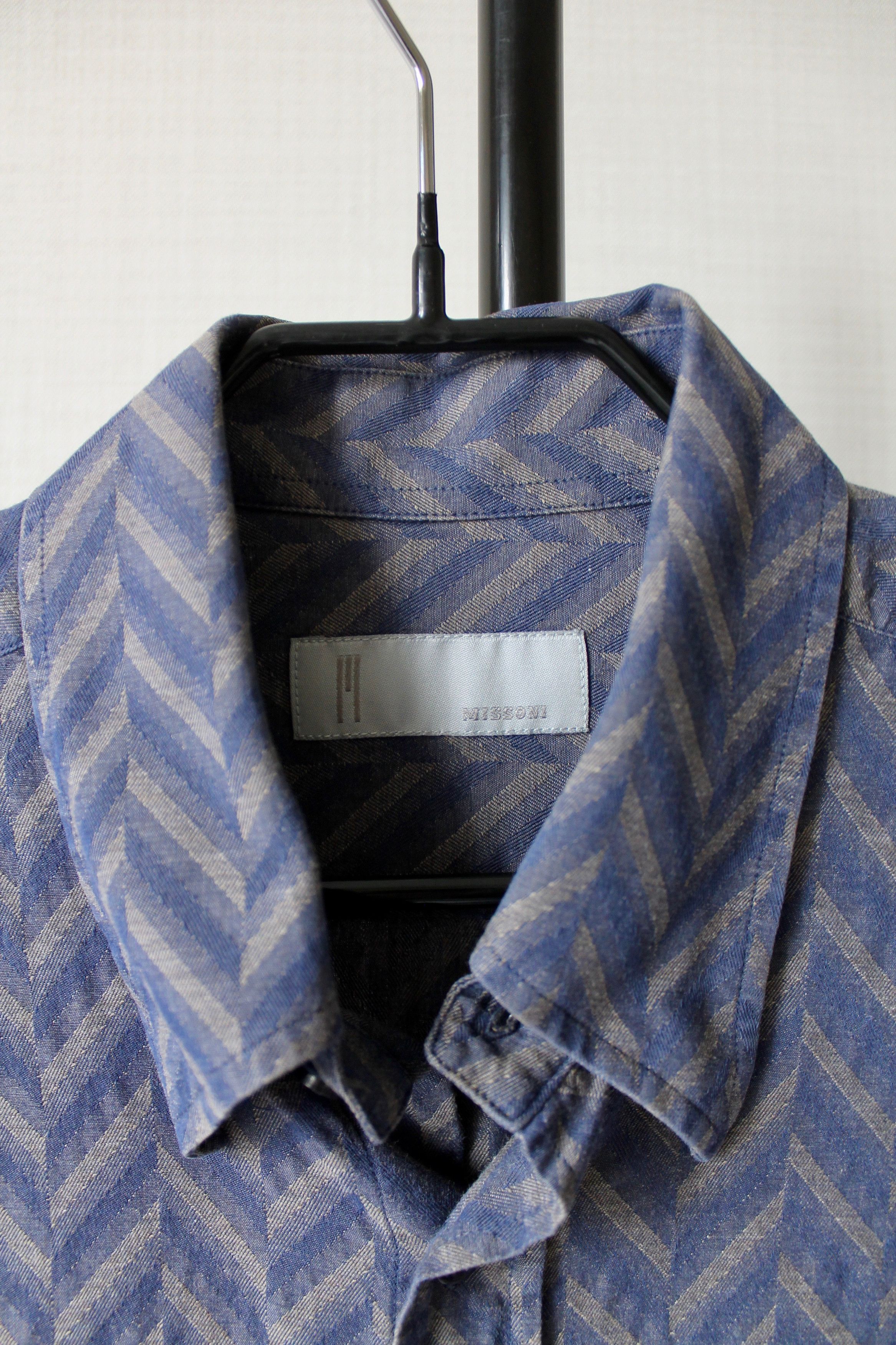 Missoni Missoni Zigzag Blue Gray Shirt Long Sleeve Size US M / EU 48-50 / 2 - 4 Thumbnail